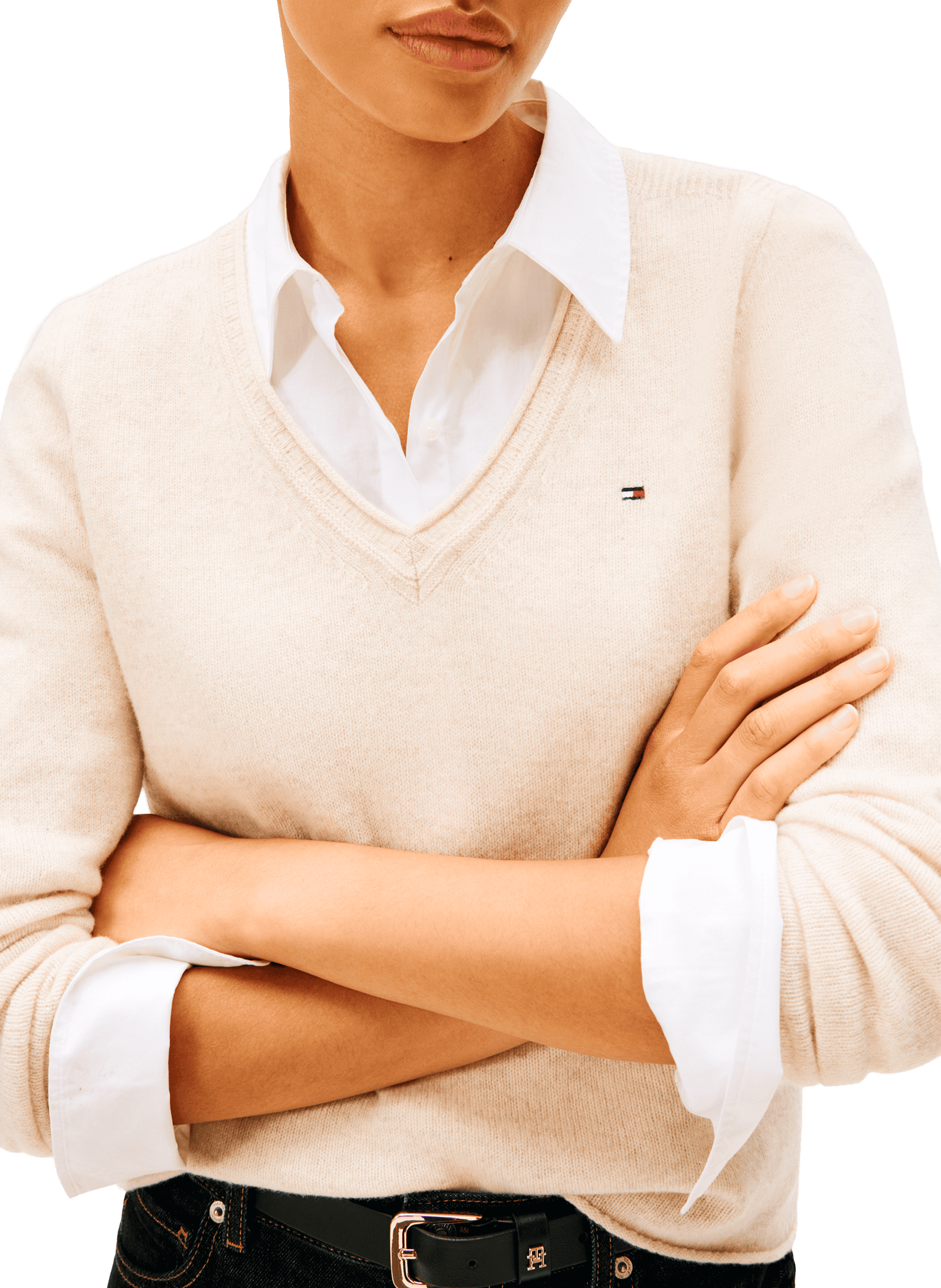 Pull en laine  TOMMY HILFIGER Beige