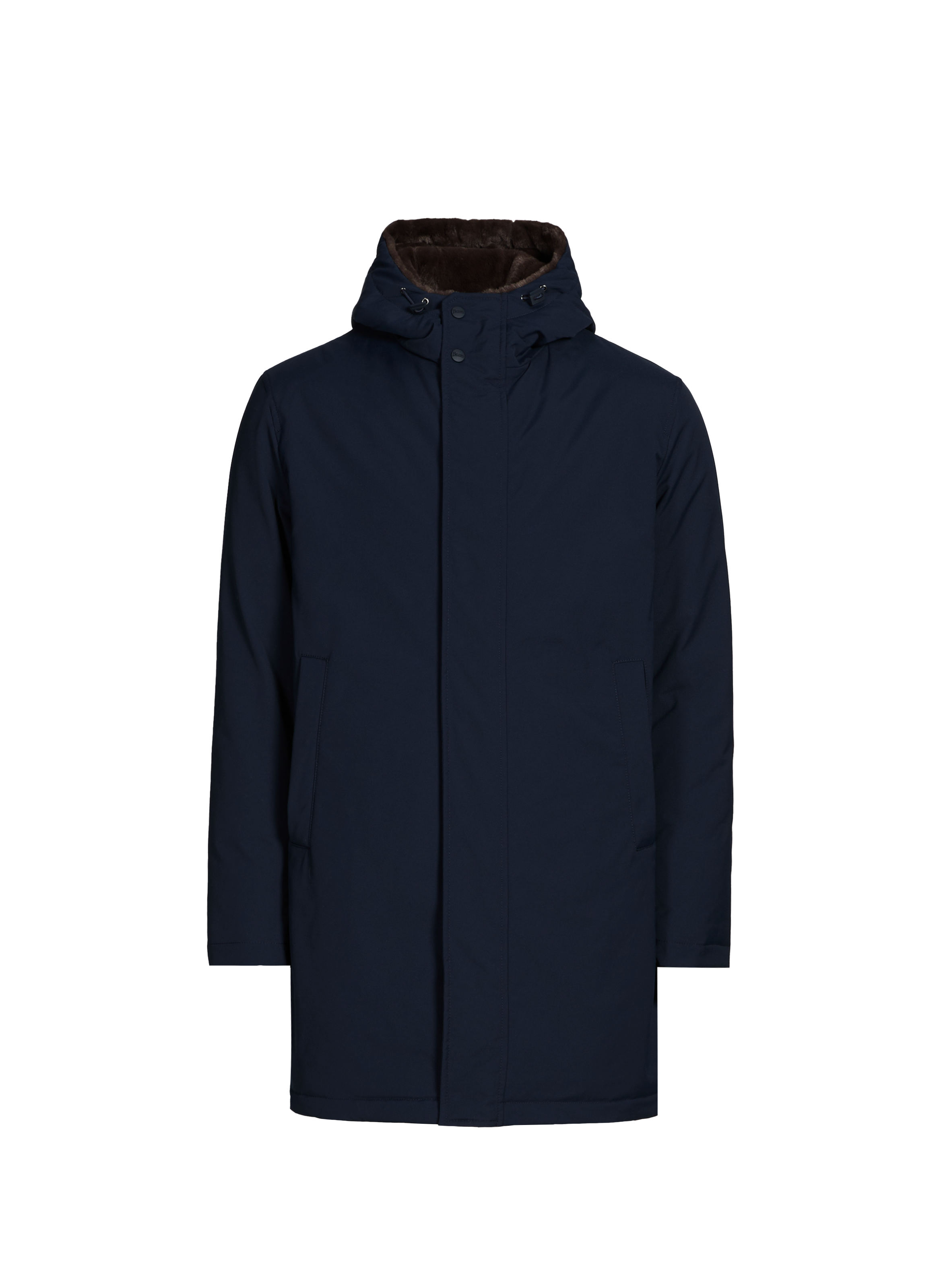 Hooded plain parka HERNO Blue