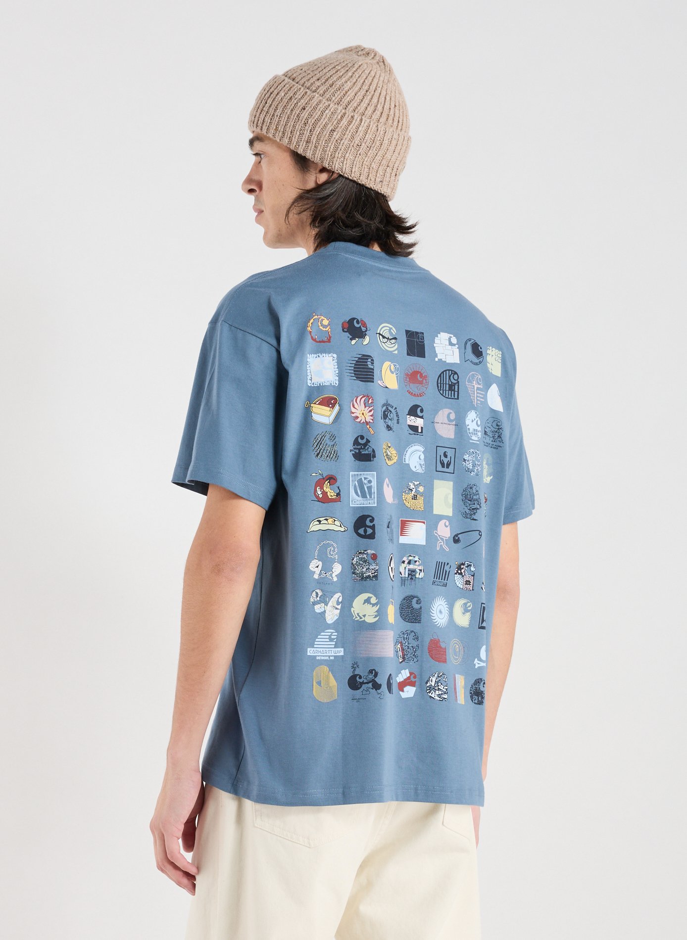 Round neck cotton printed T-shirt CARHARTT WIP Blue