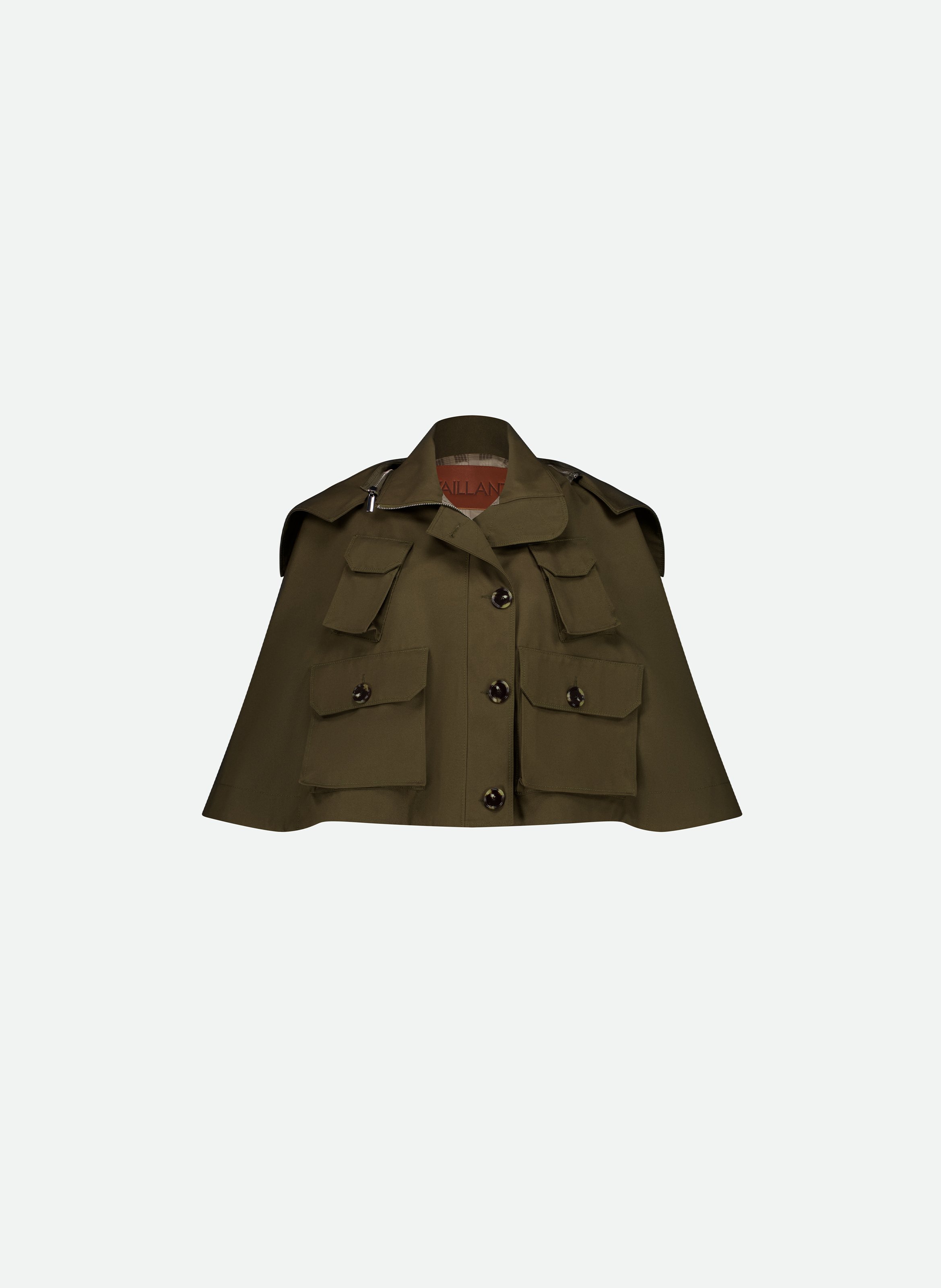 Cape trench courte en twill style militaire VAILLANT Kaki