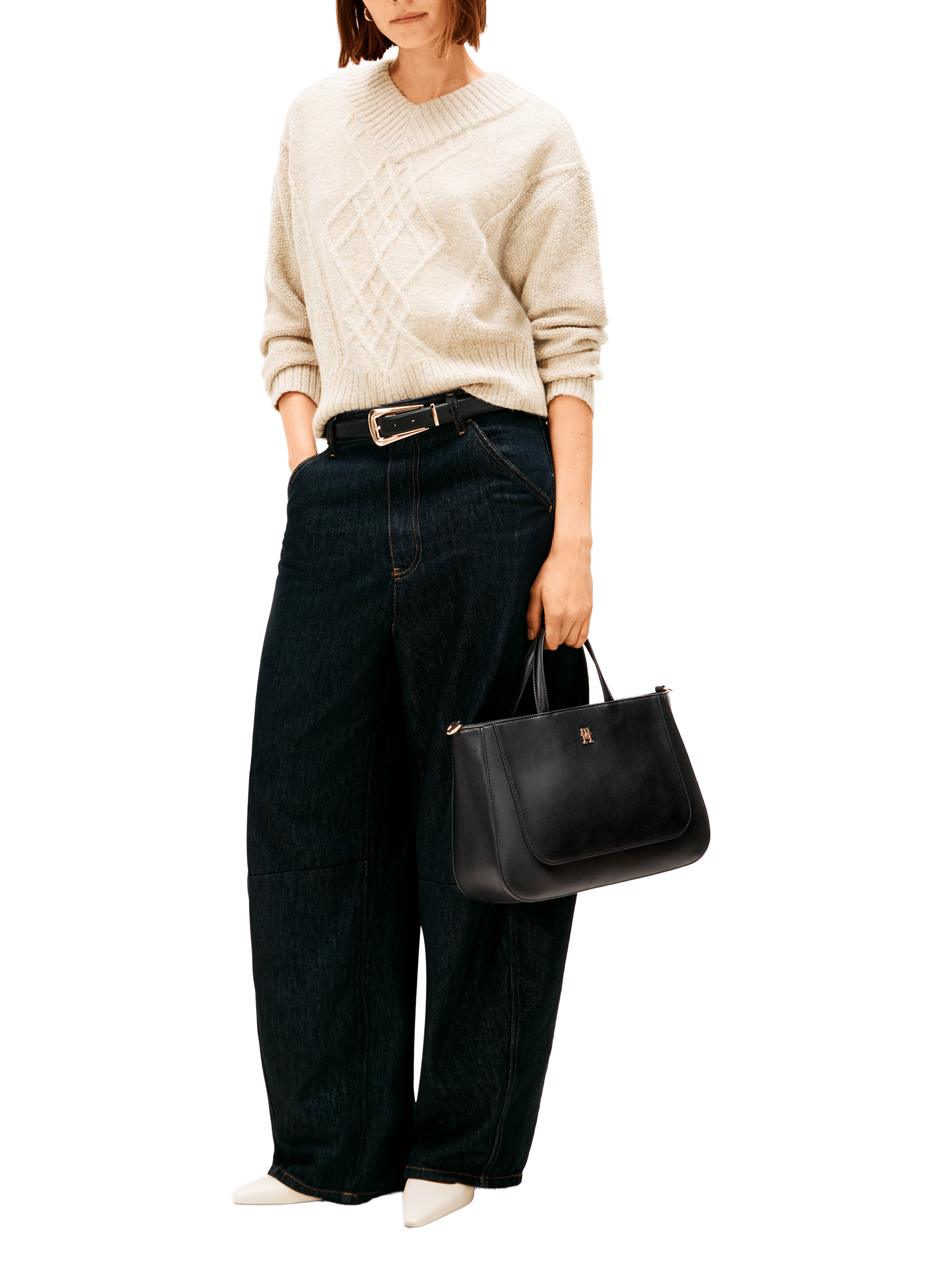 Tote bag with removable shoulder strap TOMMY HILFIGER Black