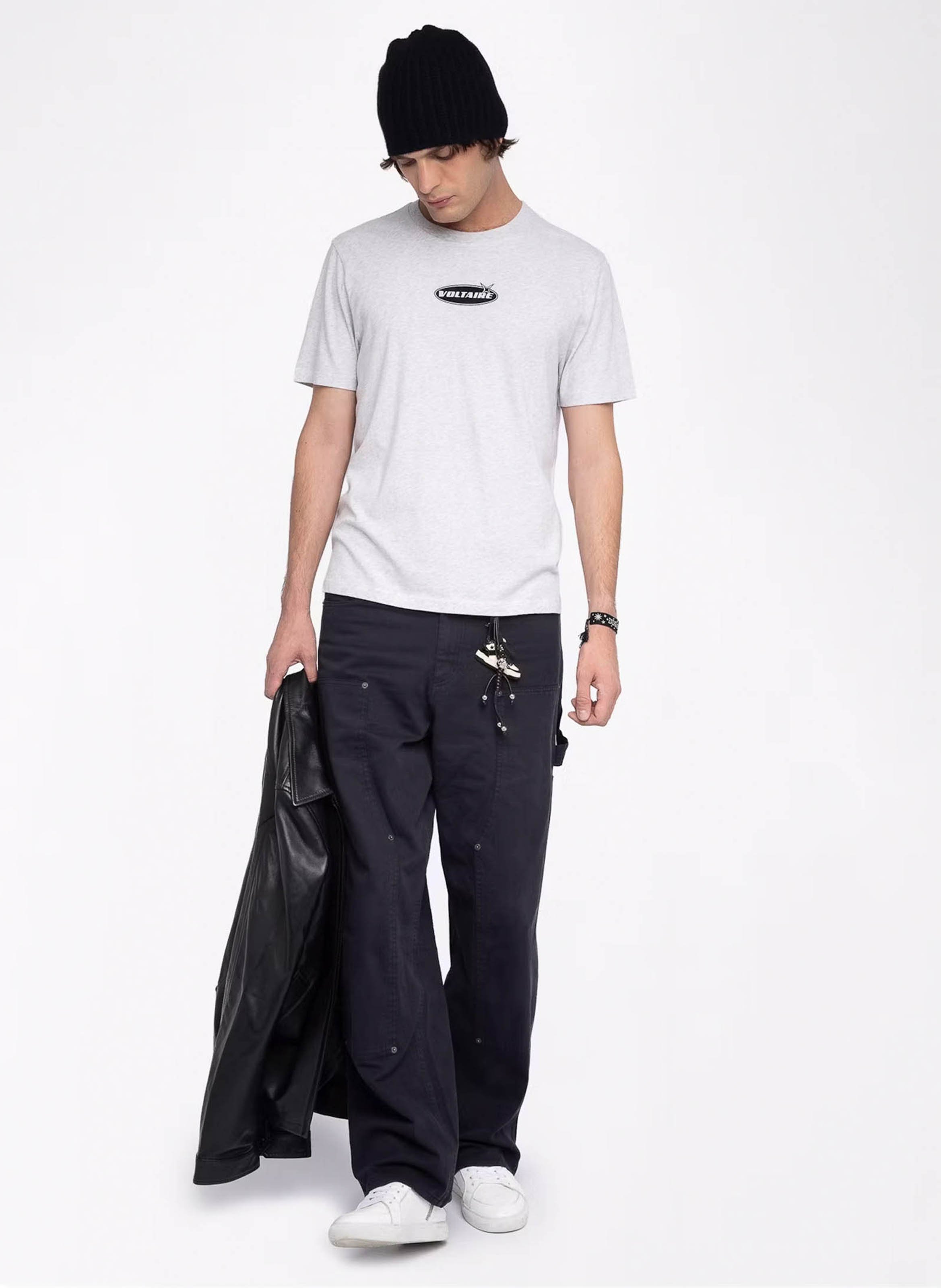 Tee-shirt droit col rond en coton tommy ZADIG&VOLTAIRE Gris