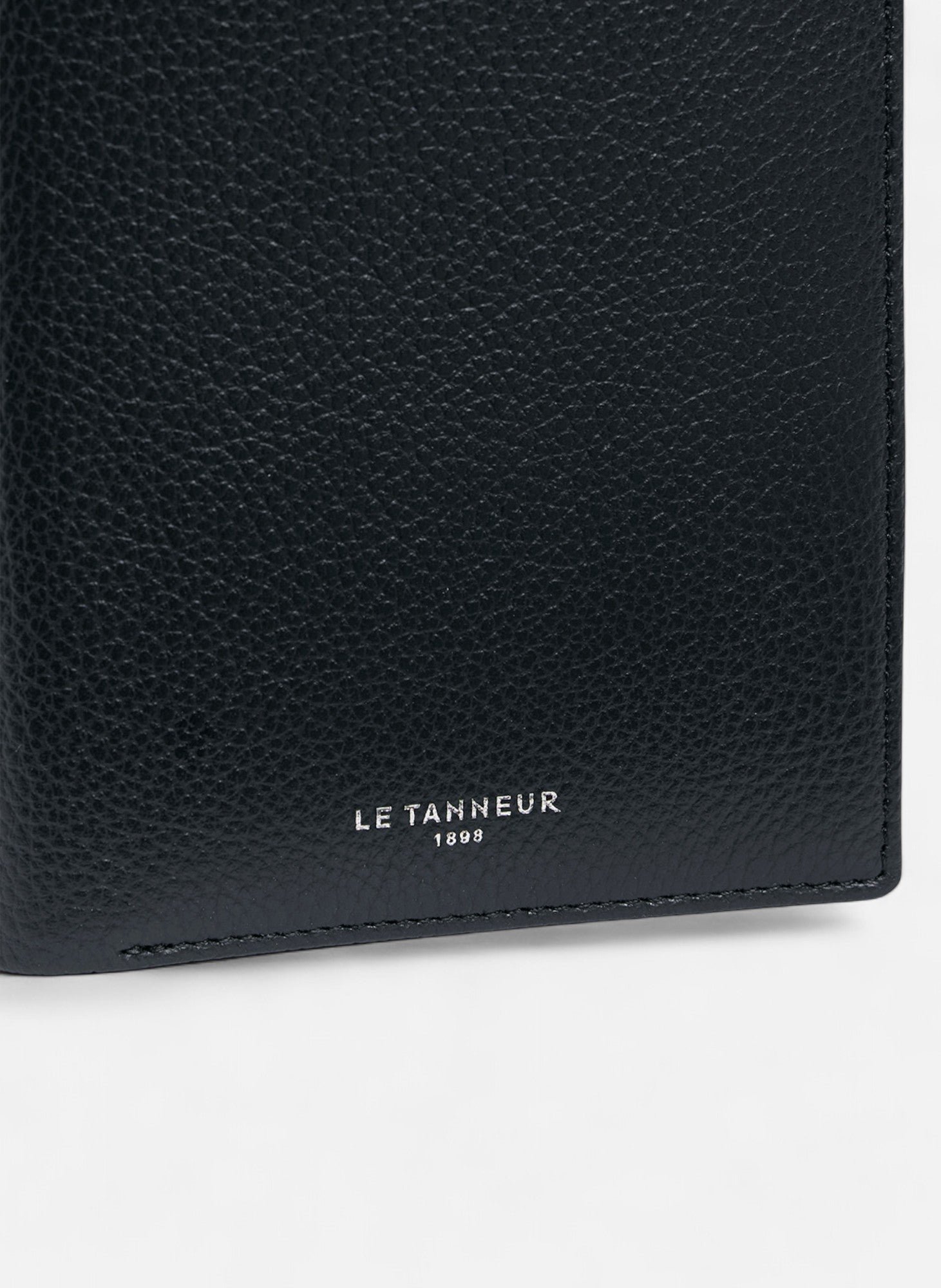 Portefeuille vertical zippé emile en cuir grainé Noir