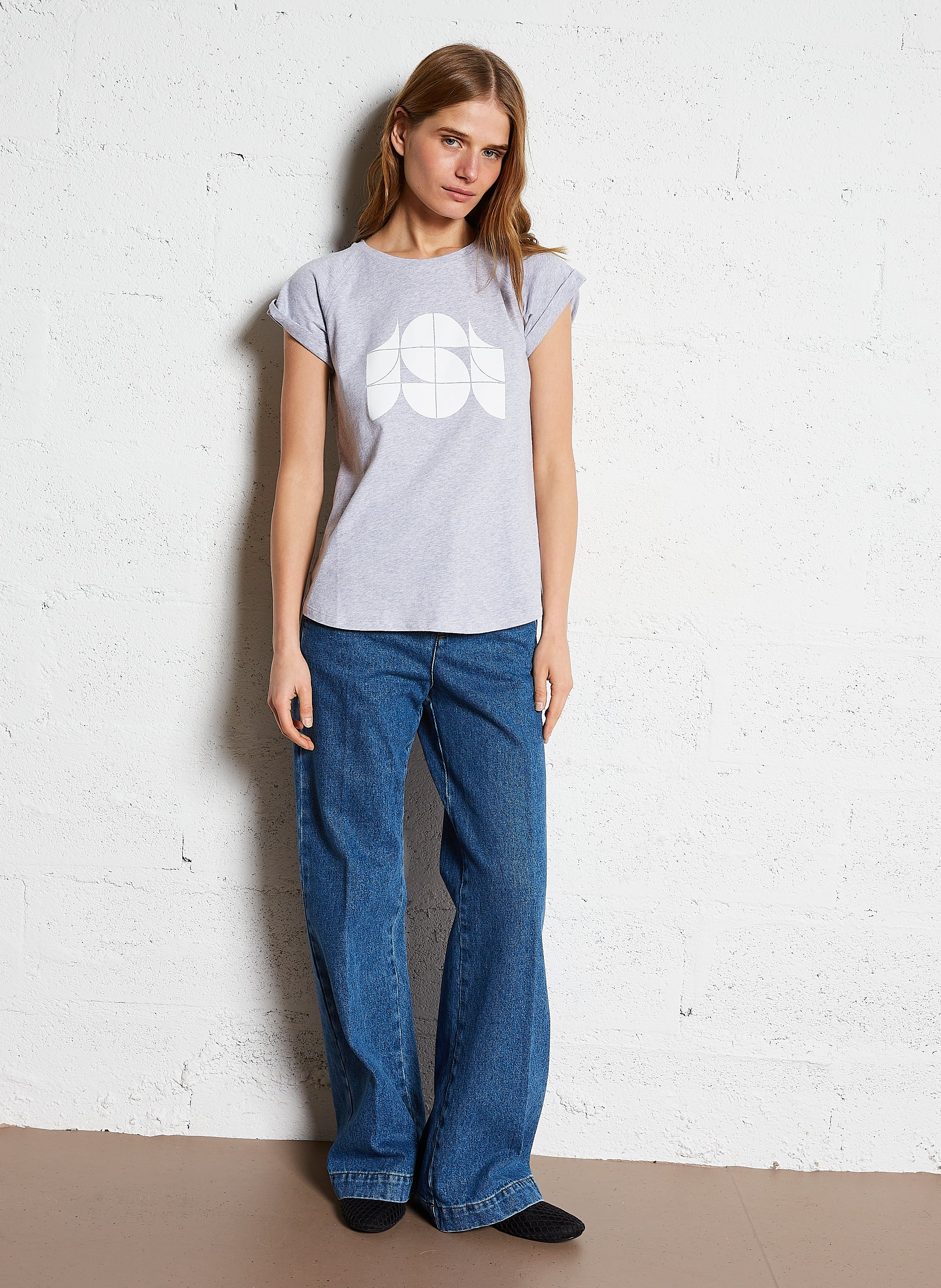 Tee-shirt col rond en coton valentina SOEUR Gris