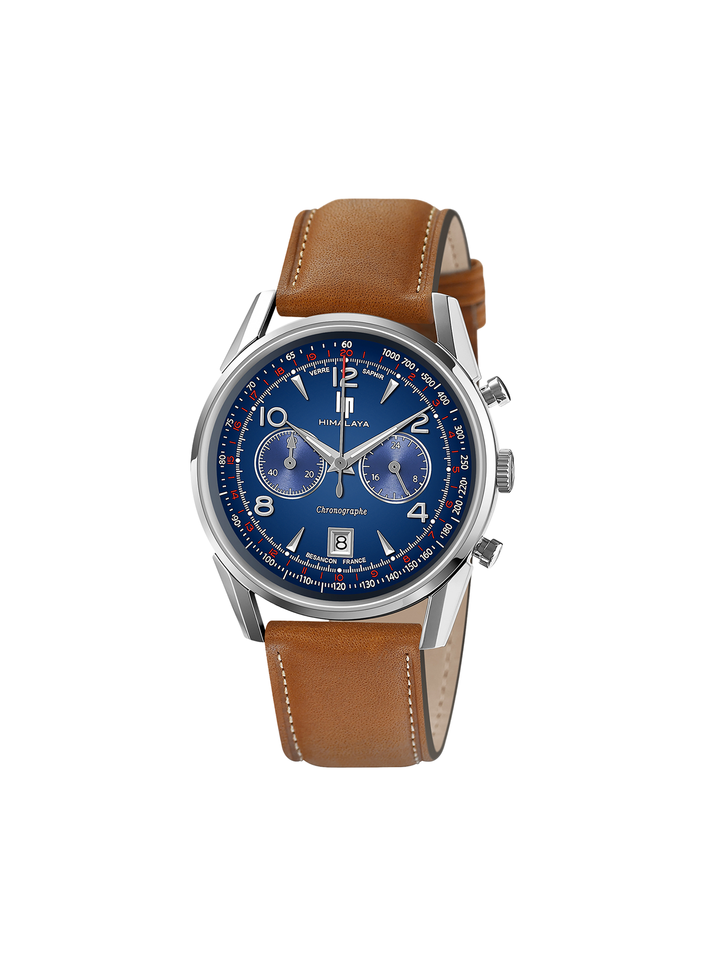 Montre quartz chronographe bracelet en cuir LIP Bleu