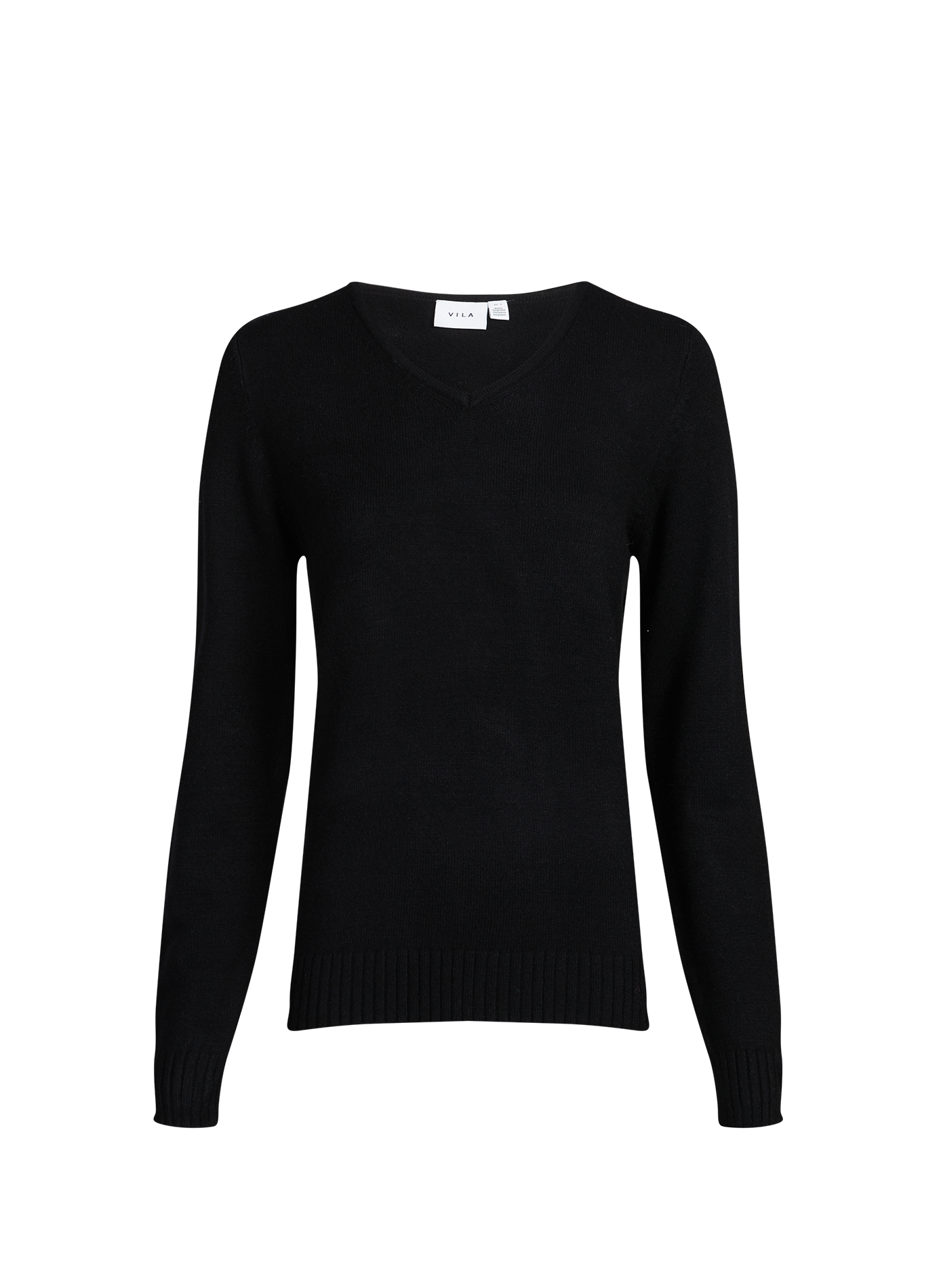 Pull côtelé à col V VILA Noir