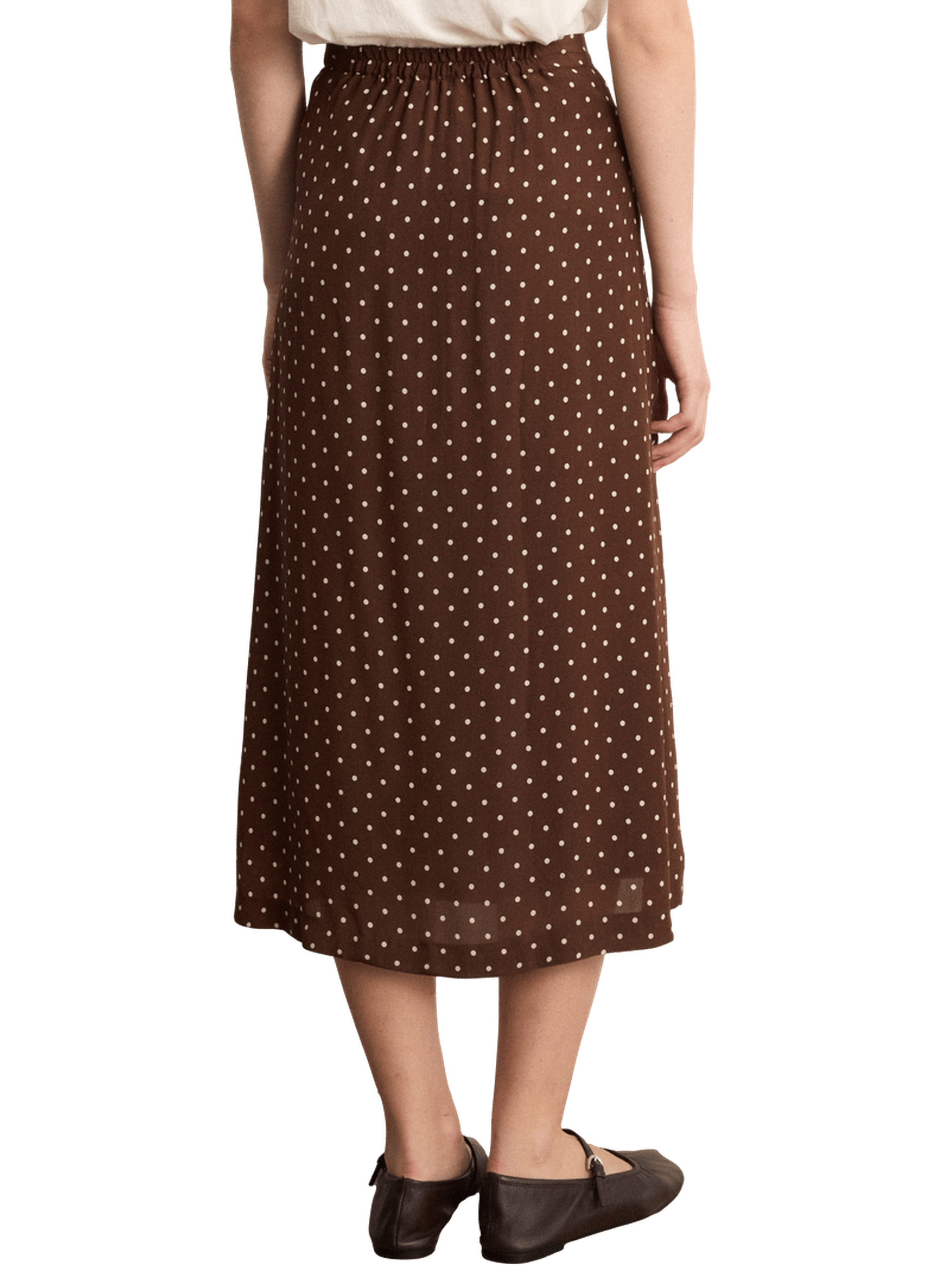 Jupe midi à pois et boutons - nayane PABLO Marron