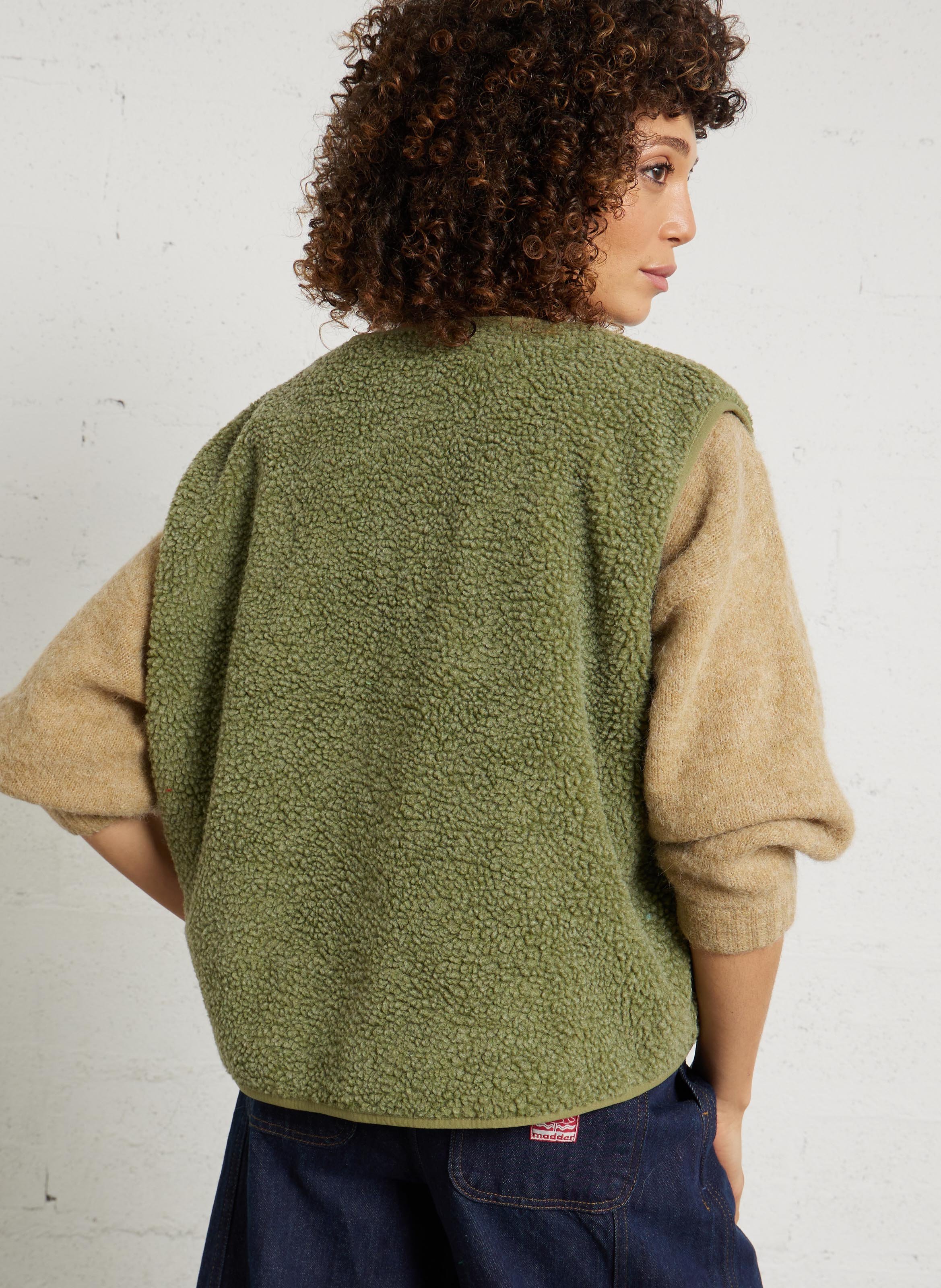 Gilet col rond molletonné sans manches hoktown AMERICAN VINTAGE Vert