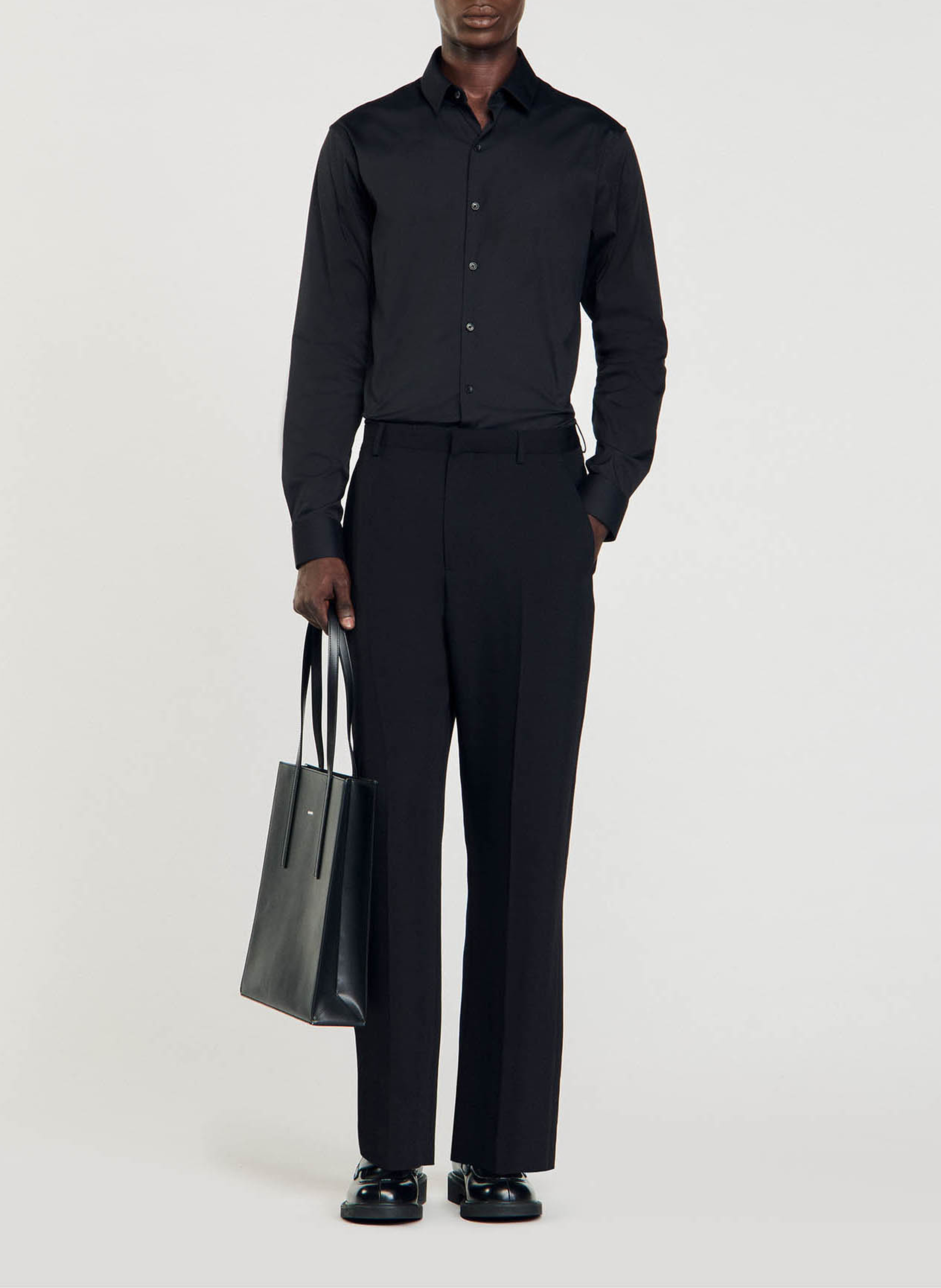 Chemise slim-fit en coton stretch SANDRO Noir