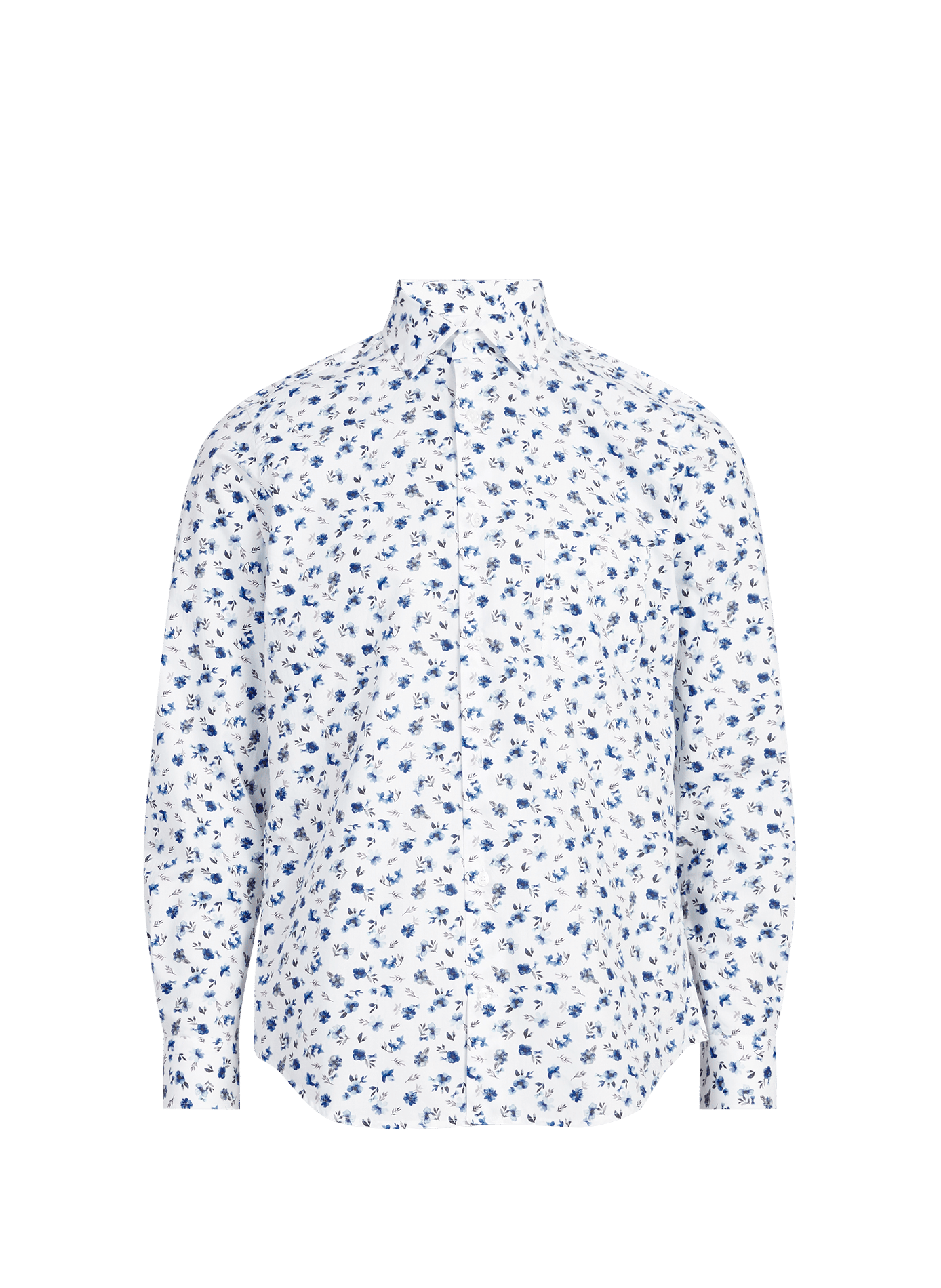 Chemise en popeline de coton imprimé floral   Bleu