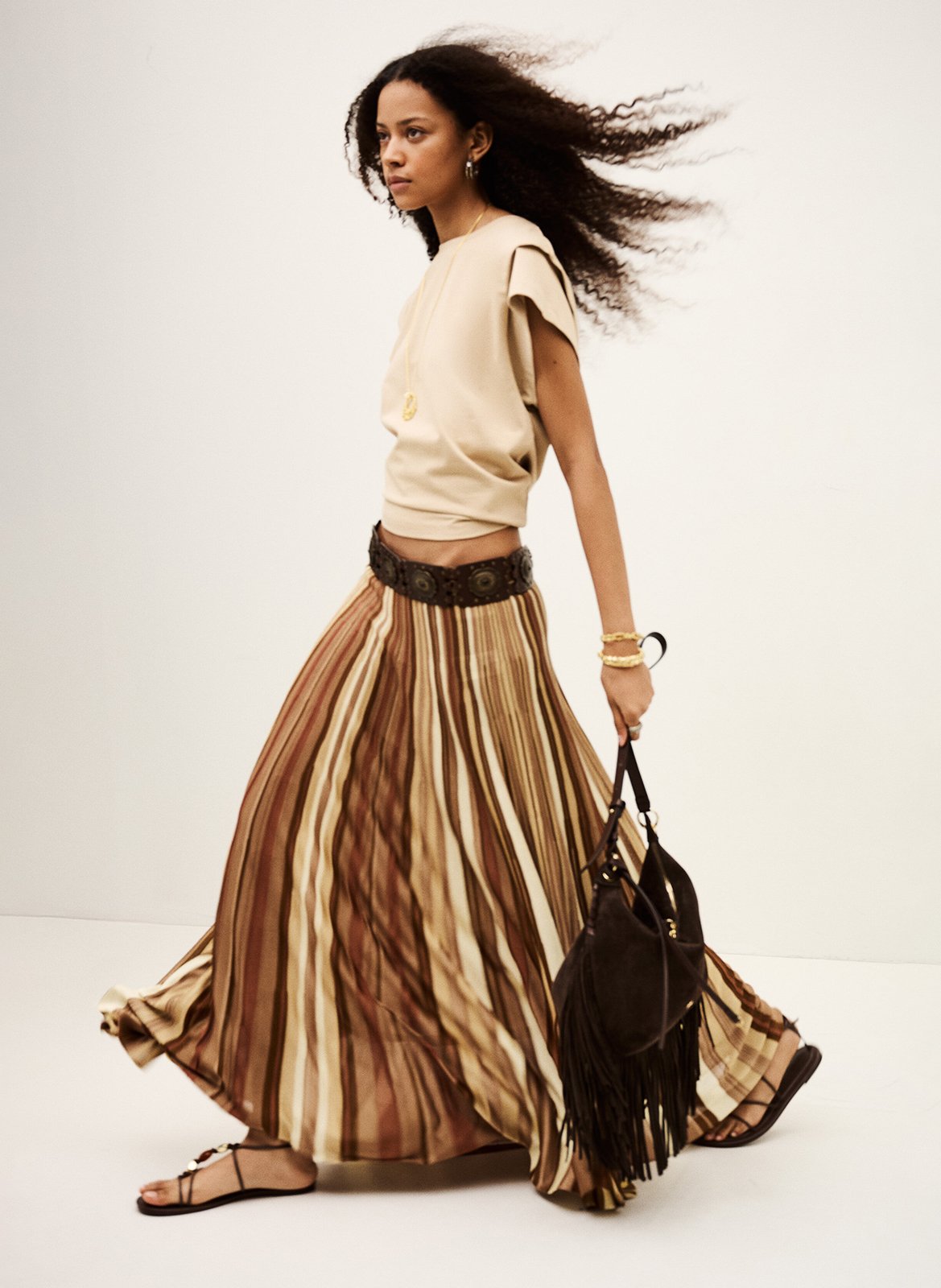 Jupe longue plissée rima BA&SH Multicolore