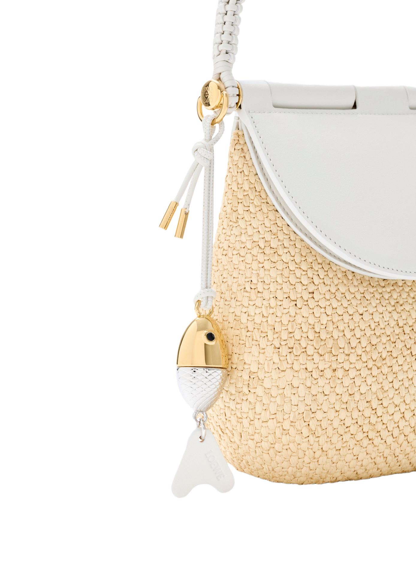 Medium Pescador bag in raffia and calf leather LOEWE Beige