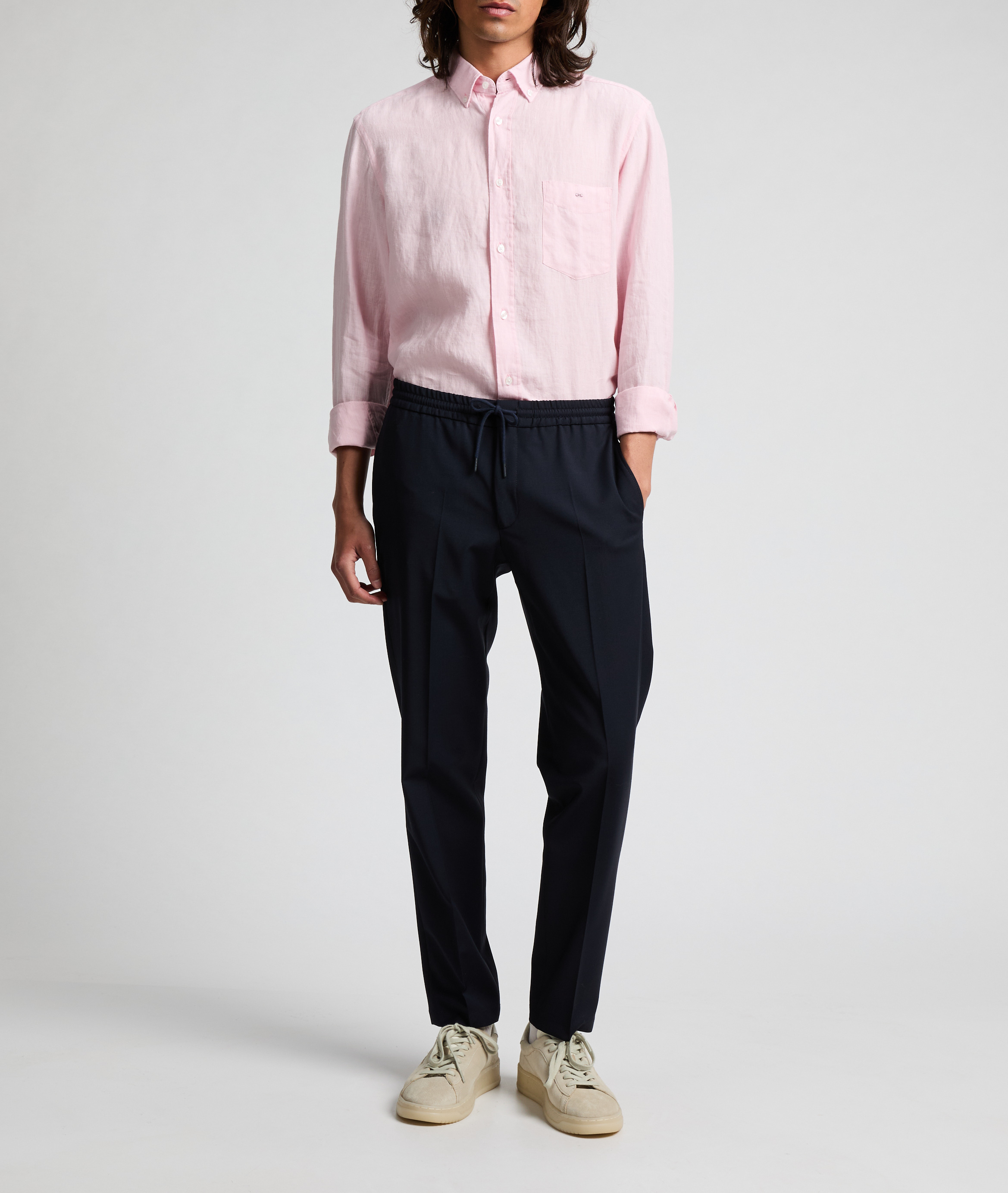 Pantalon droit en laine mélangée EDEN PARK Bleu
