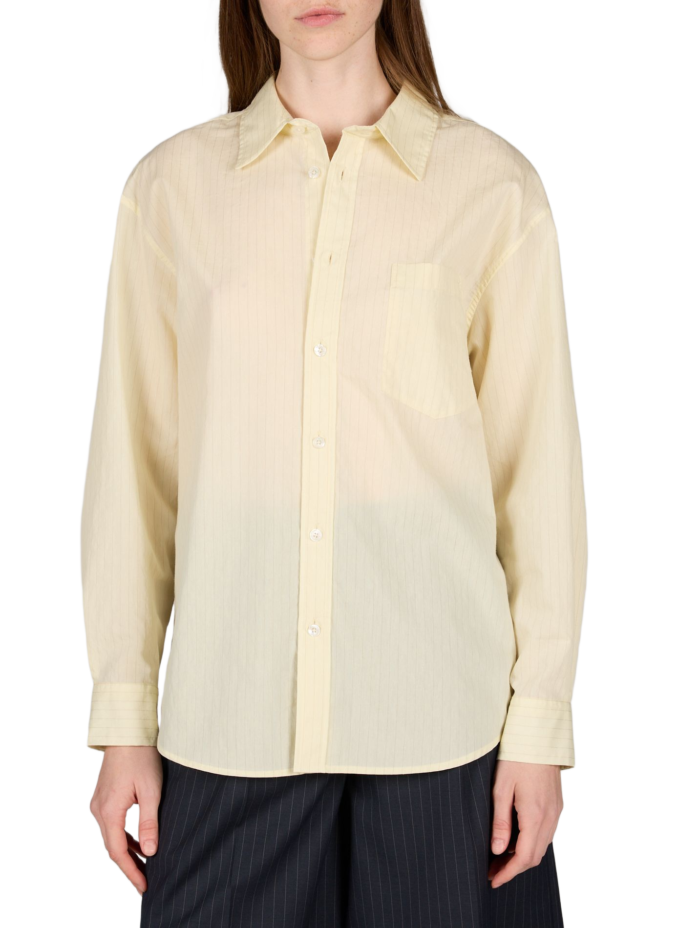 Oversized Striped Cotton Blend Shirt DUNST Yellow