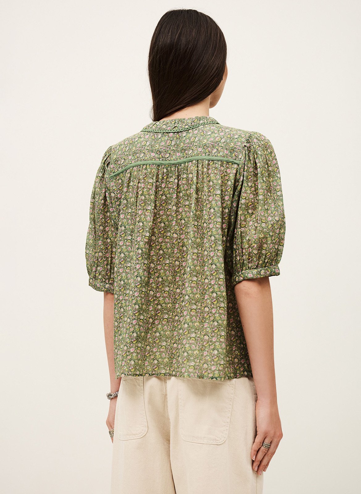 Chemise col v en coton physalys Vert