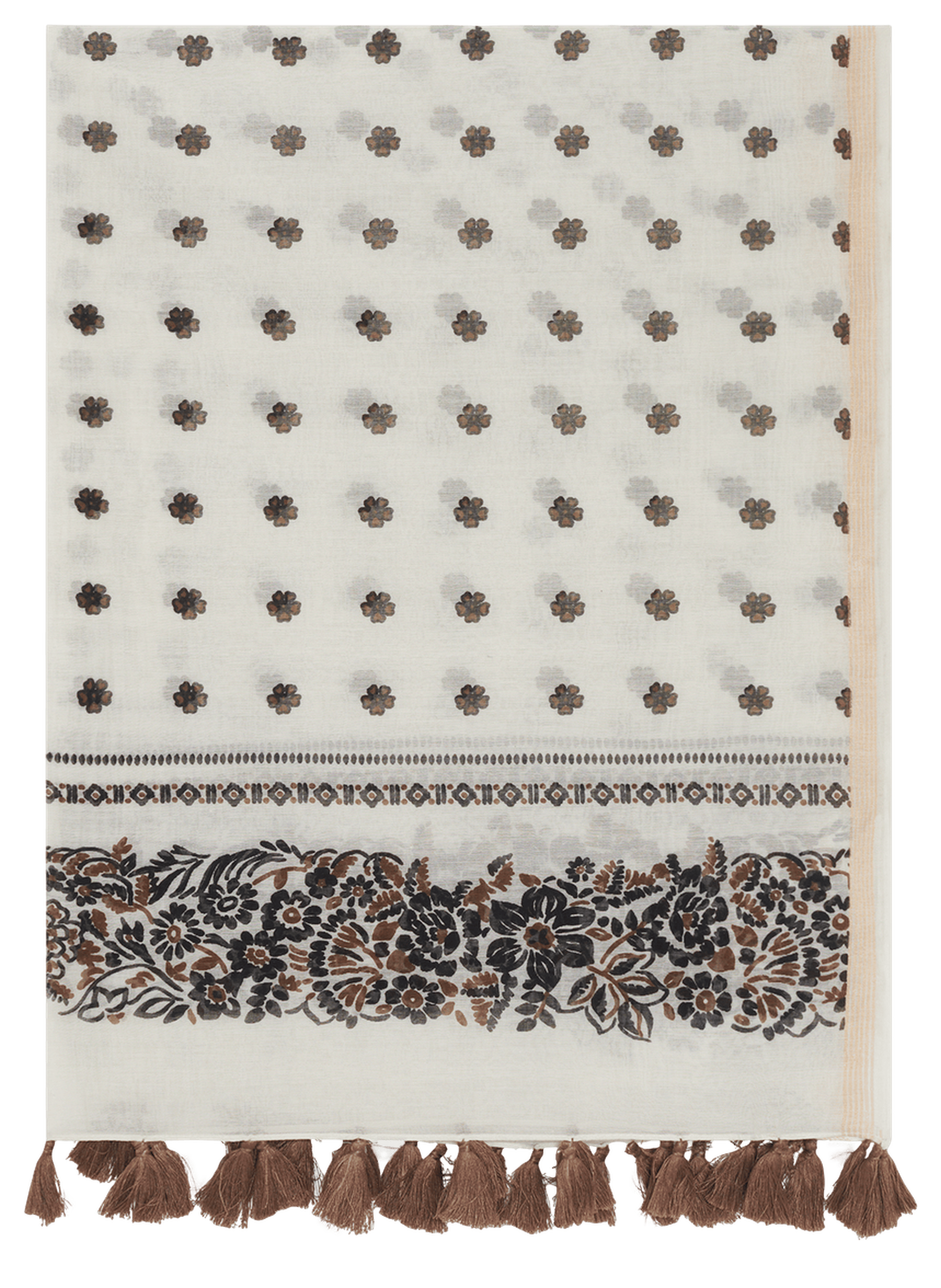 Etole à pompons en coton et soie - daphne Beige
