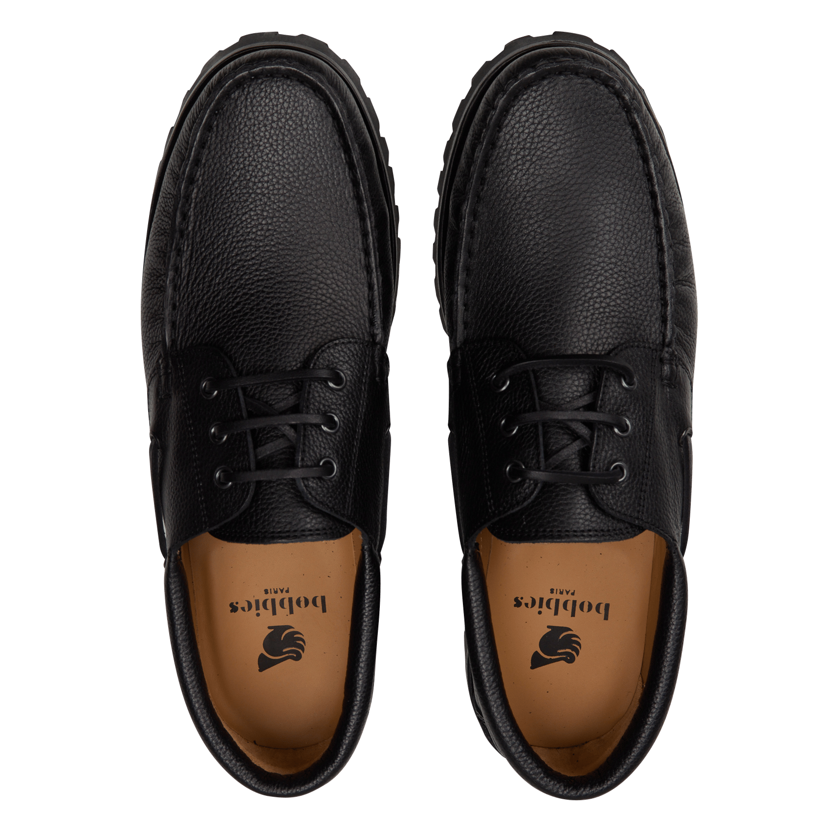 Grained leather boat shoes Harry BOBBIES Black