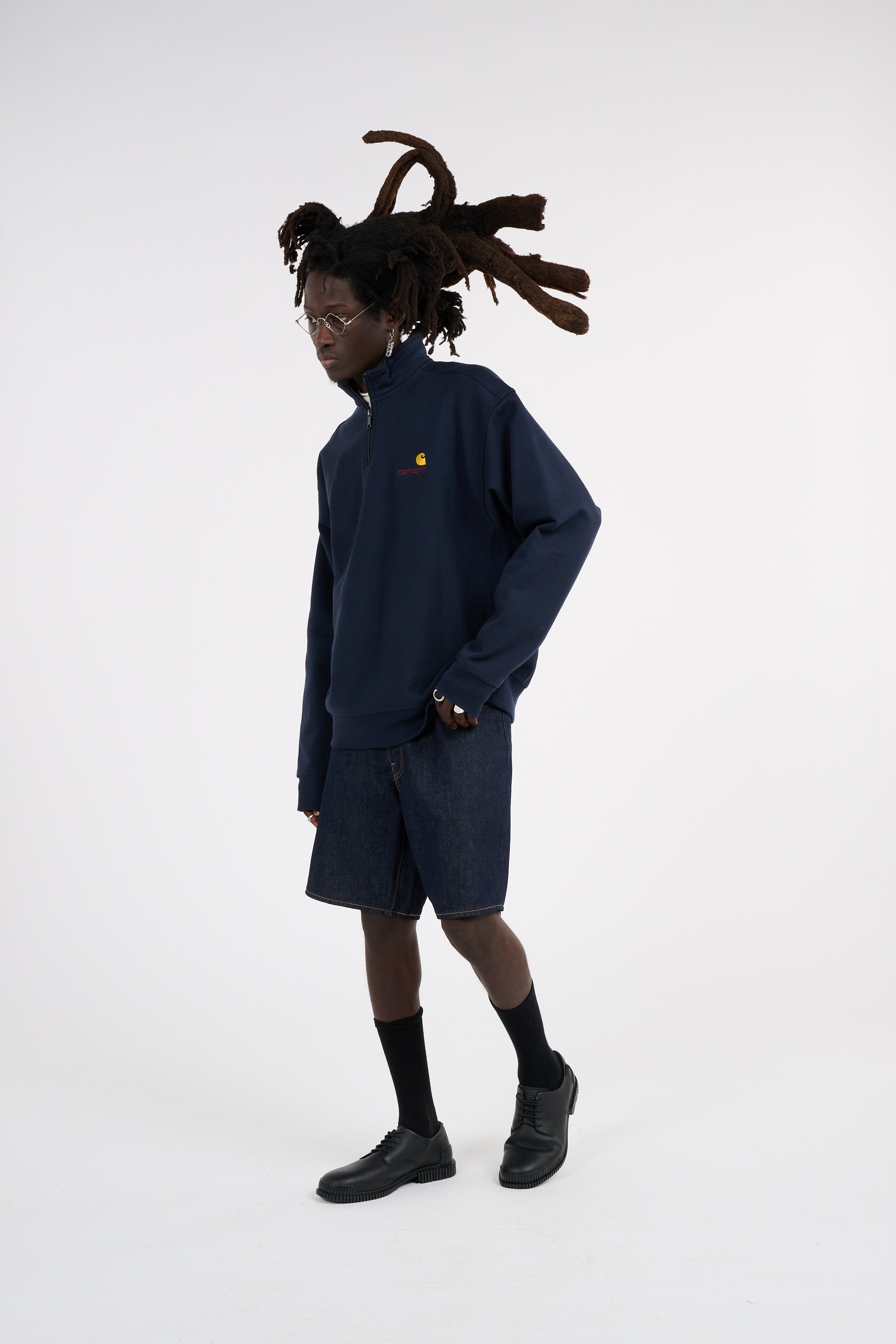 Sweat zippé half zip american script CARHARTT WIP Bleu