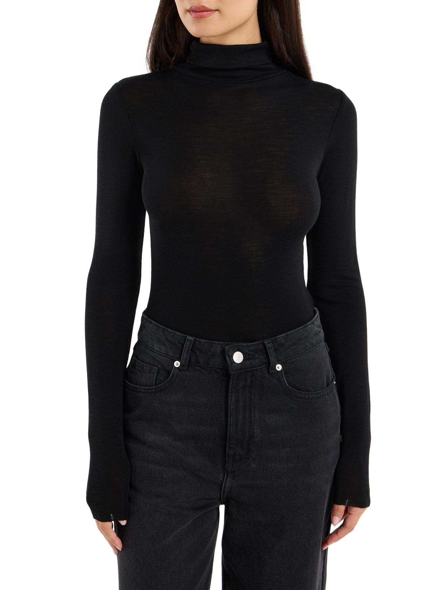 Einfarbiger Rollkragenpullover aus Wolle von Bucli SAISON 1865 Schwarz