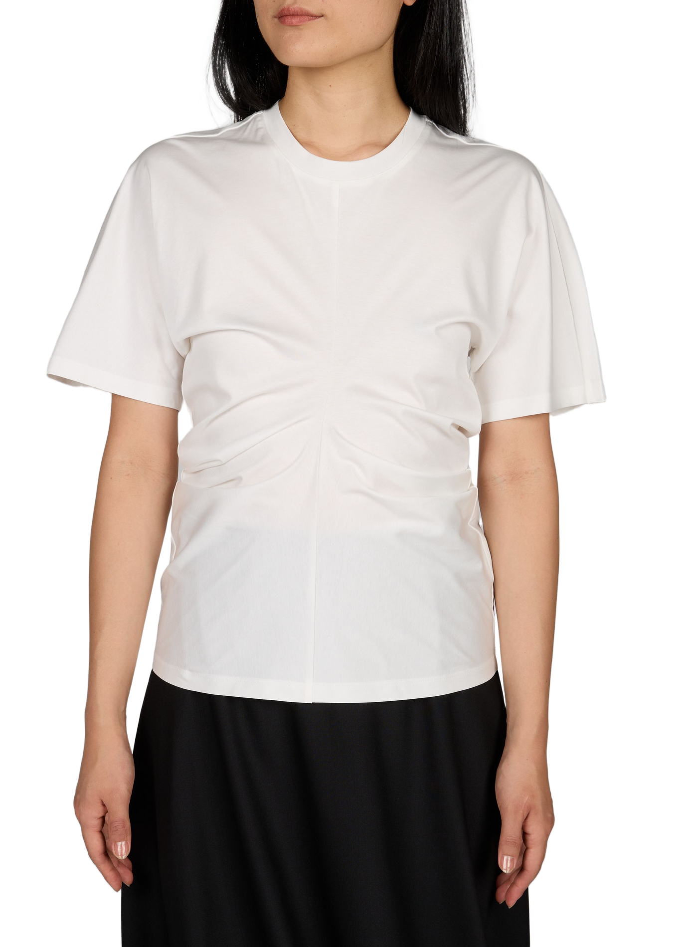 T-Shirt mit kurzen gerafften Ärmeln aus Baumwollmischung ROHE FRAMES Weiss
