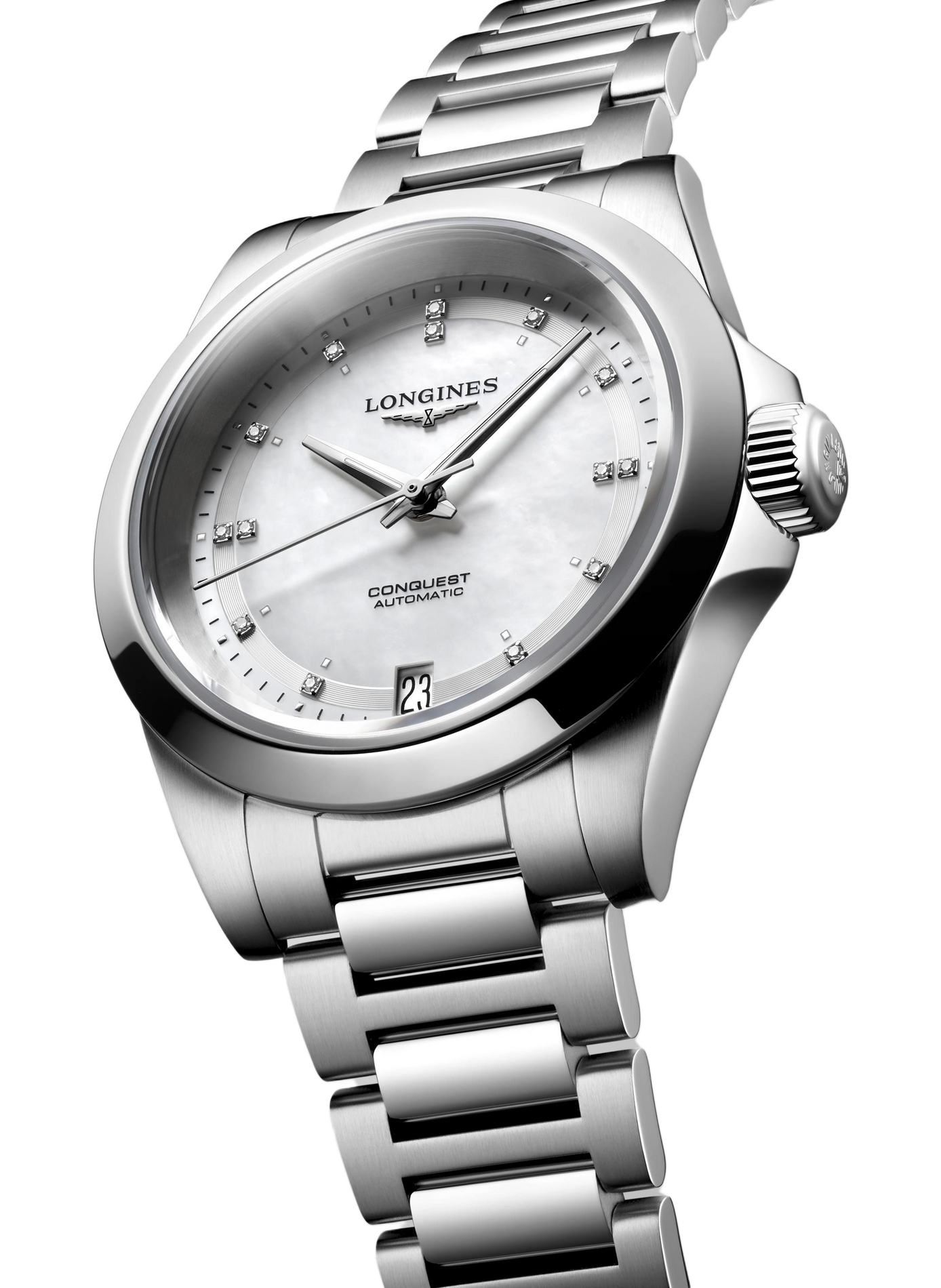 Montre automatique Conquest 2023 en acier inoxydable LONGINES Blanc