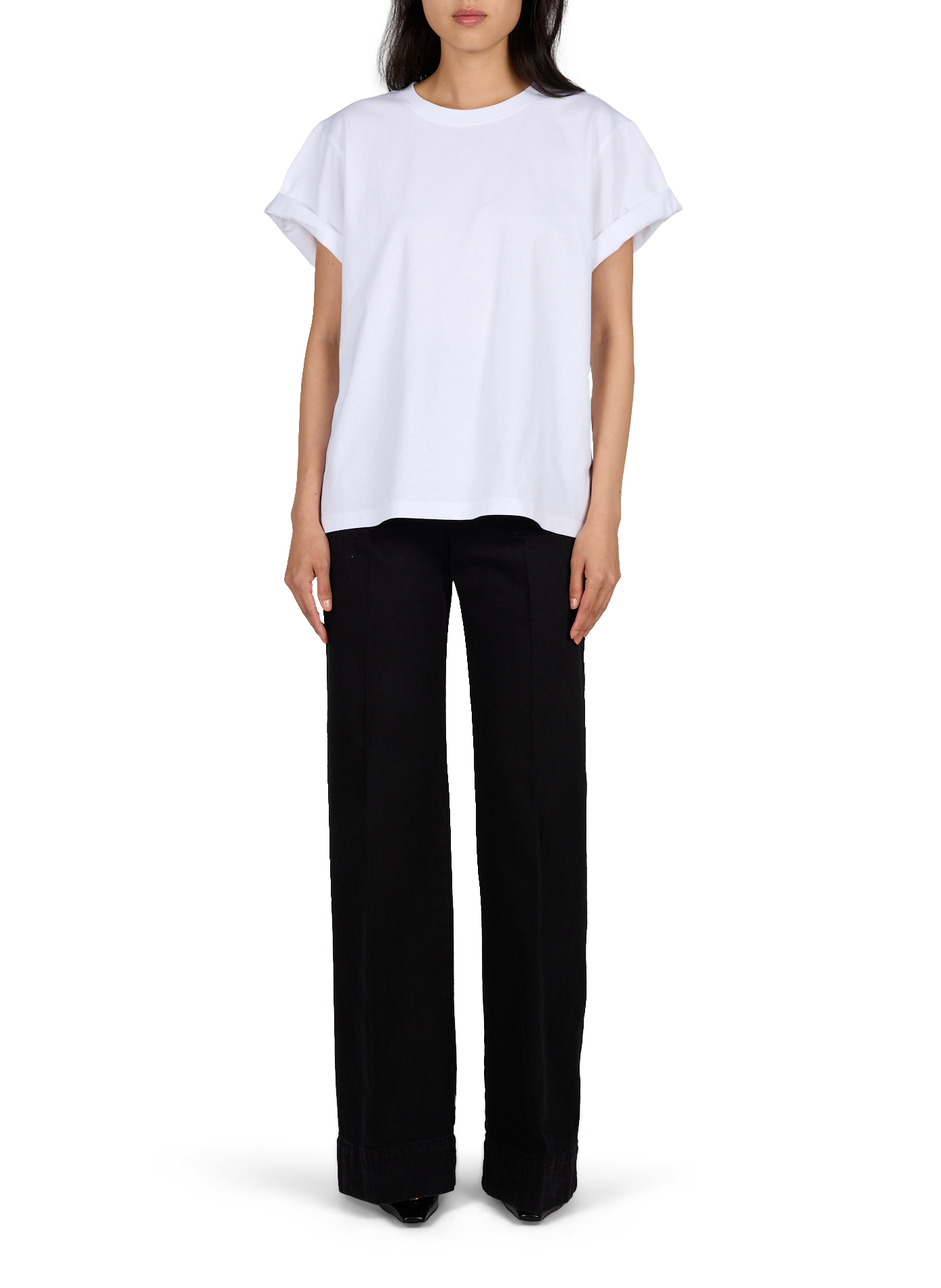 Jean wide-leg Alina en denim de coton VICTORIA BECKHAM Noir