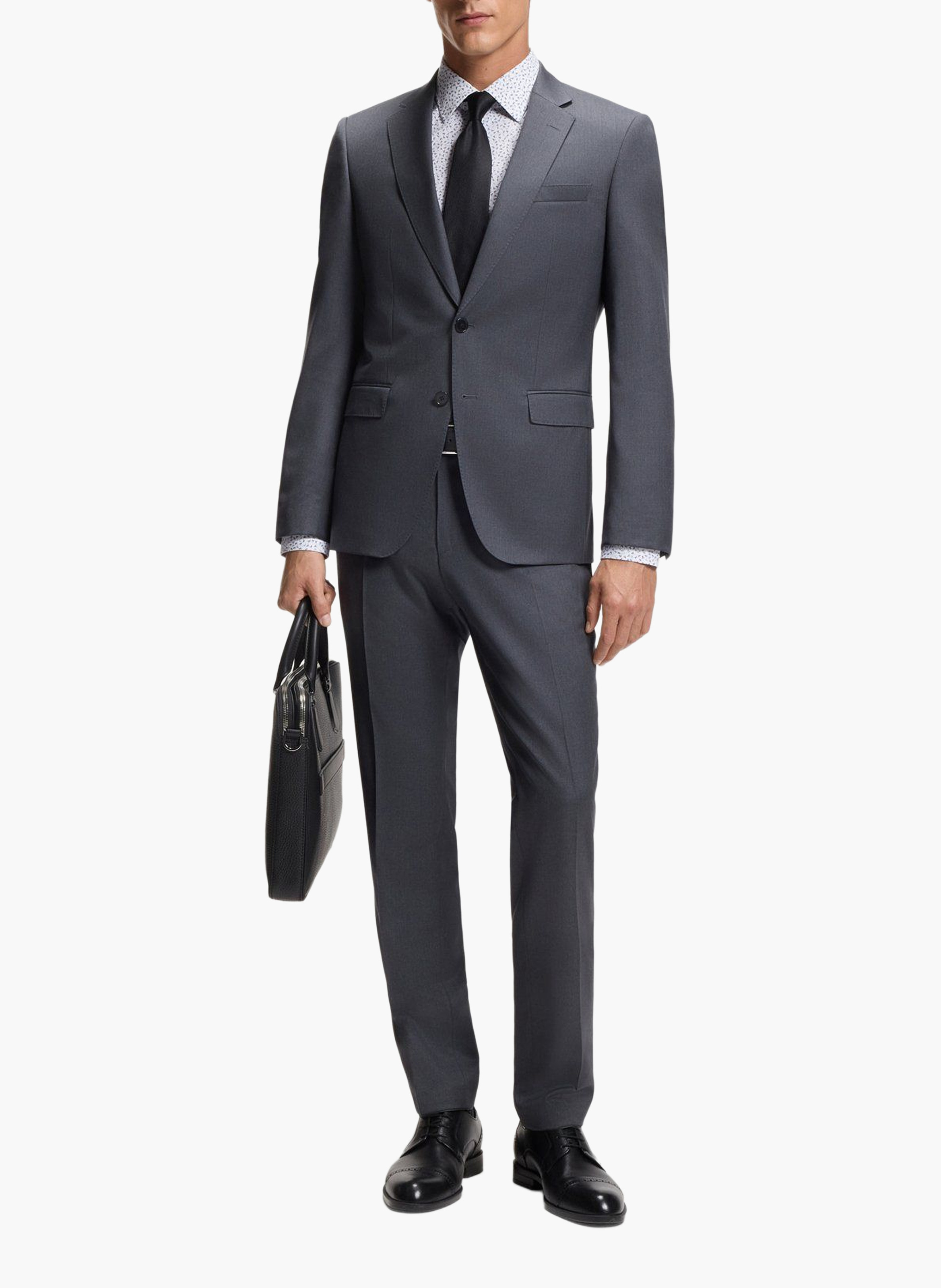 Chemise droite col classique en coton mélangé imprimé BOSS Bleu