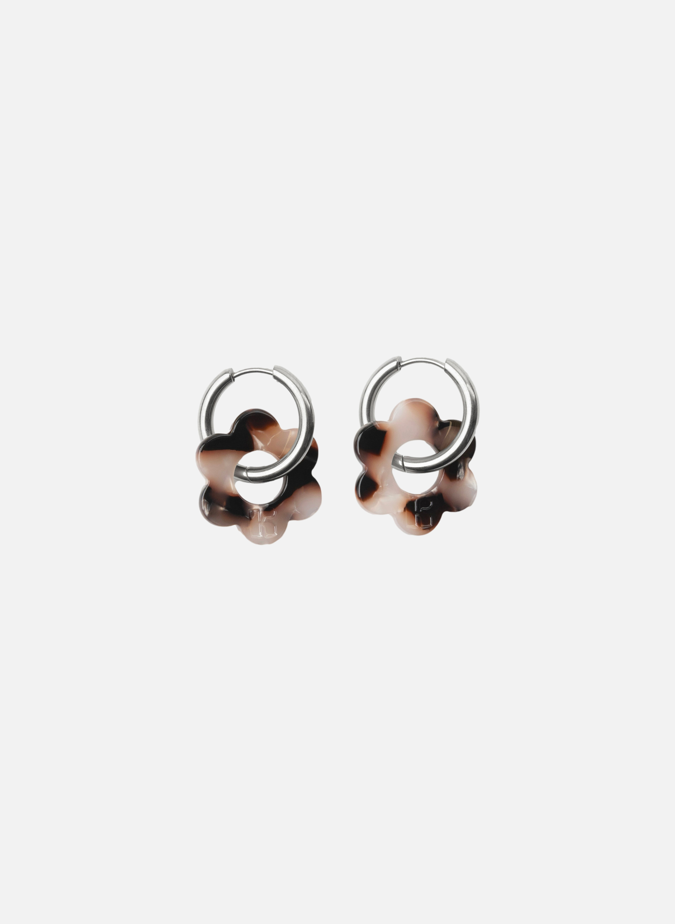 Boucles d'oreilles Baby Fleurette avec anneaux en acier inoxydable argenté  Panthère