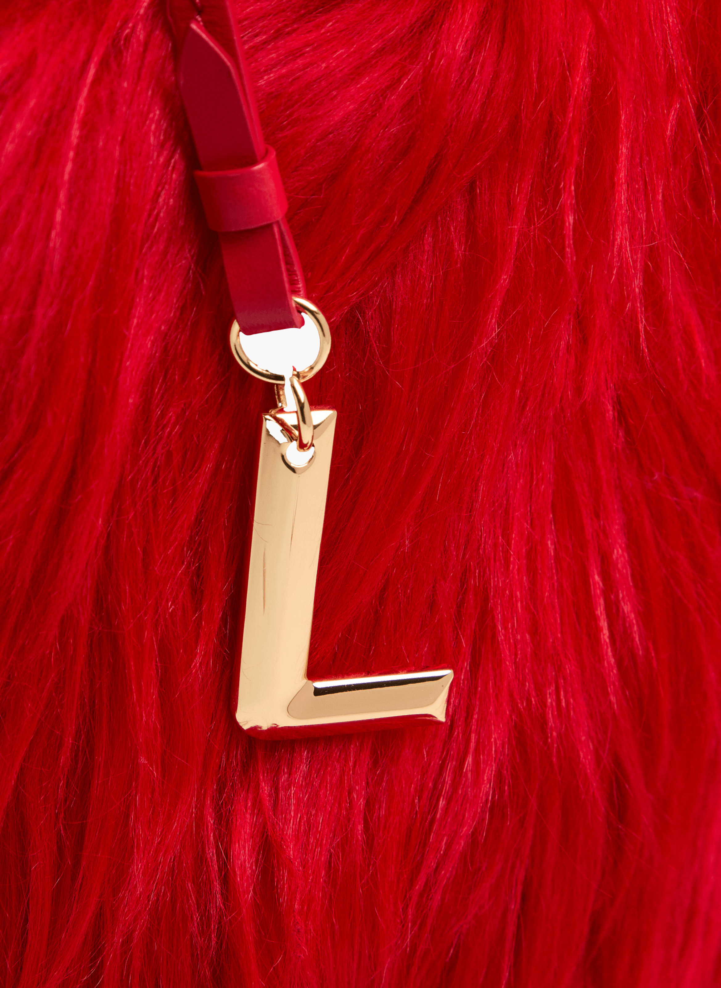 Sac seau premier flirt de lancel en animation 150y fourrure : fourrure & cuir de vachette lisse LANCEL Rouge