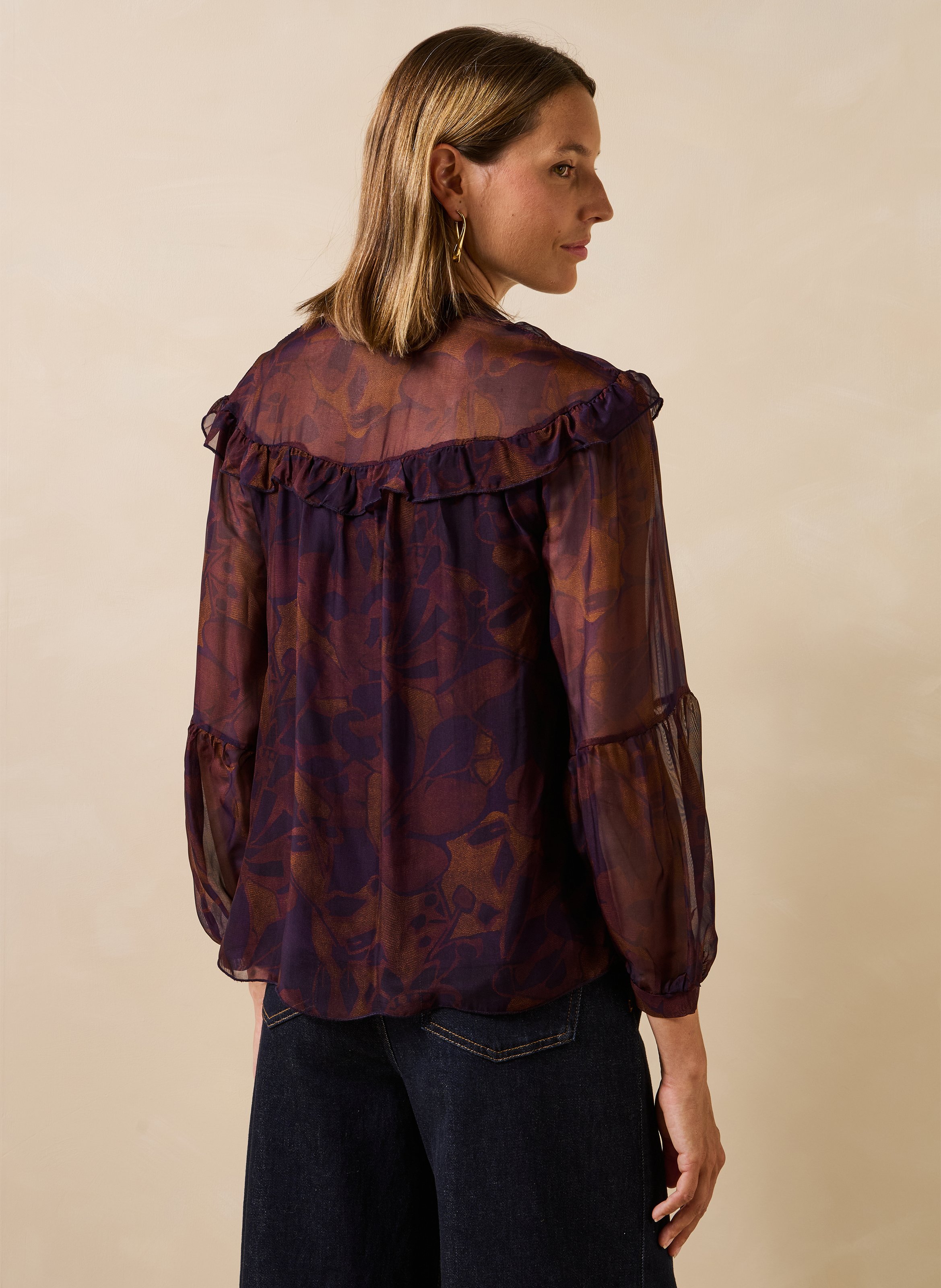 Blouse met Tunesische hals, print en ruches LA FEE MARABOUTEE Veelkleurig