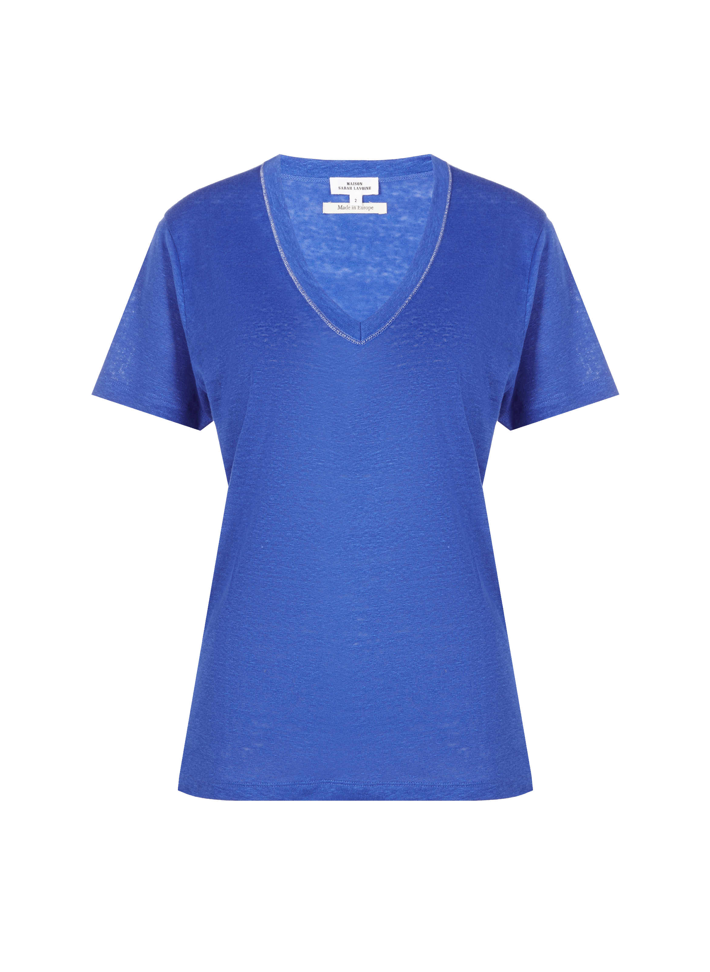 T-shirt Salin à finitions dorées en lin