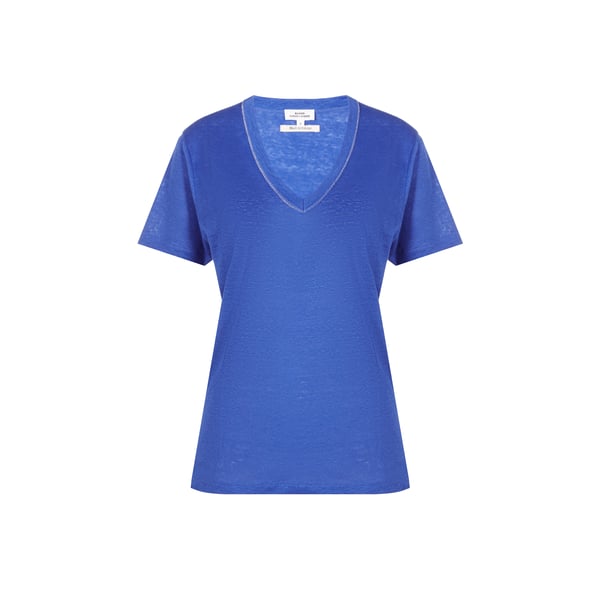 T-shirt Salin à finitions dorées en lin