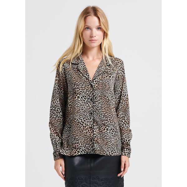 blouse col tailleur imprimée léopard