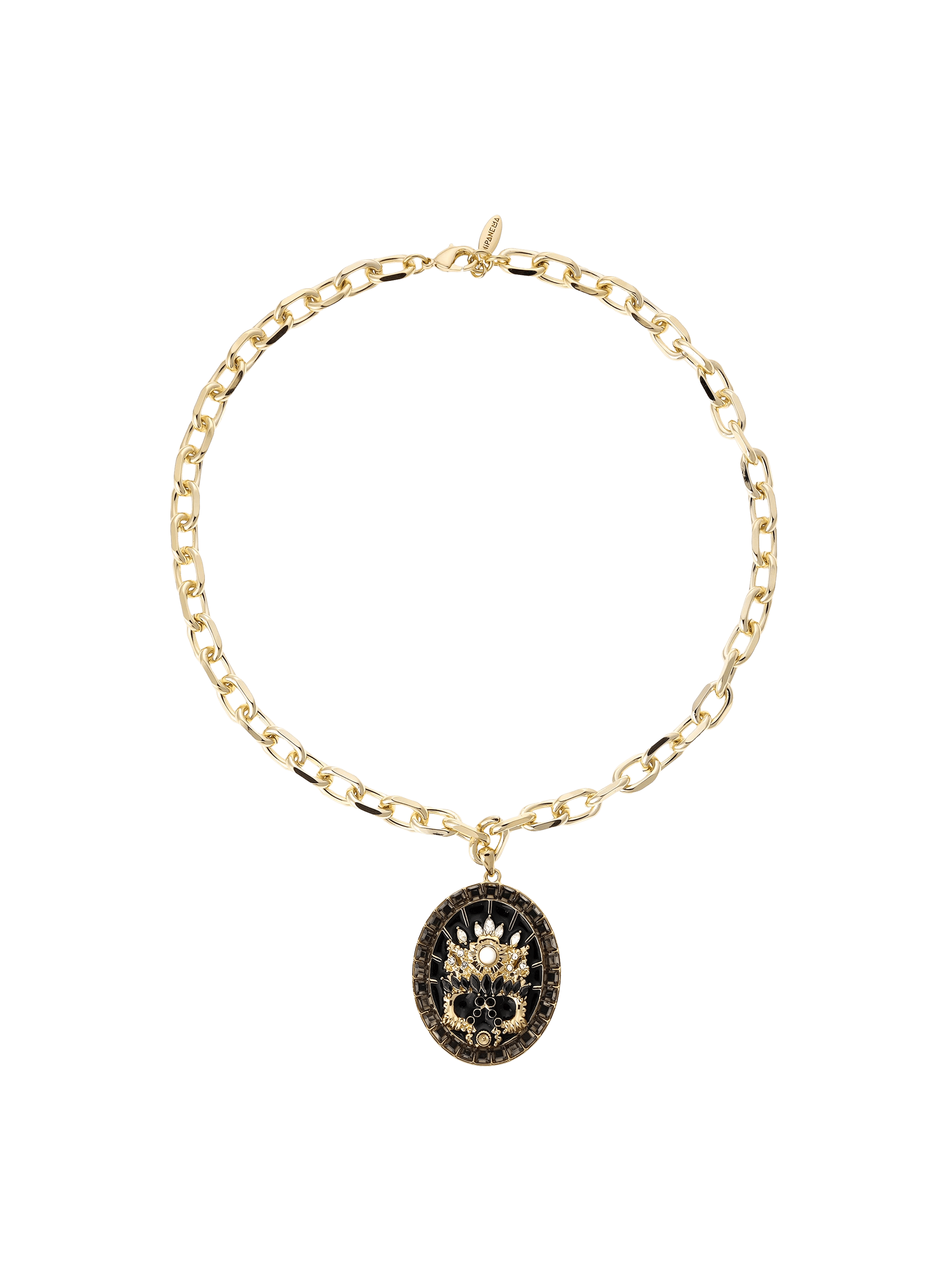 Collier en chaîne avec pendentif central iconic HIPANEMA Noir
