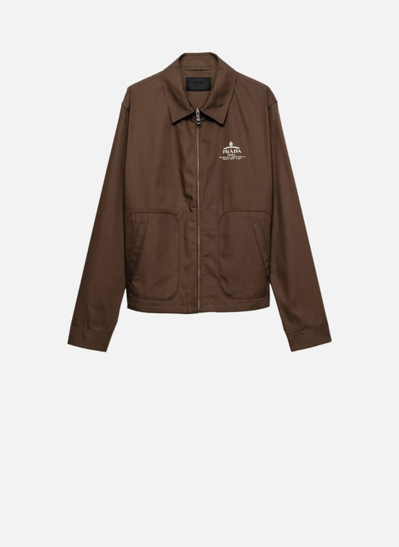 Blouson en coton mélangé Marron by PRADA PRADA Blouson en coton mélangé Marron