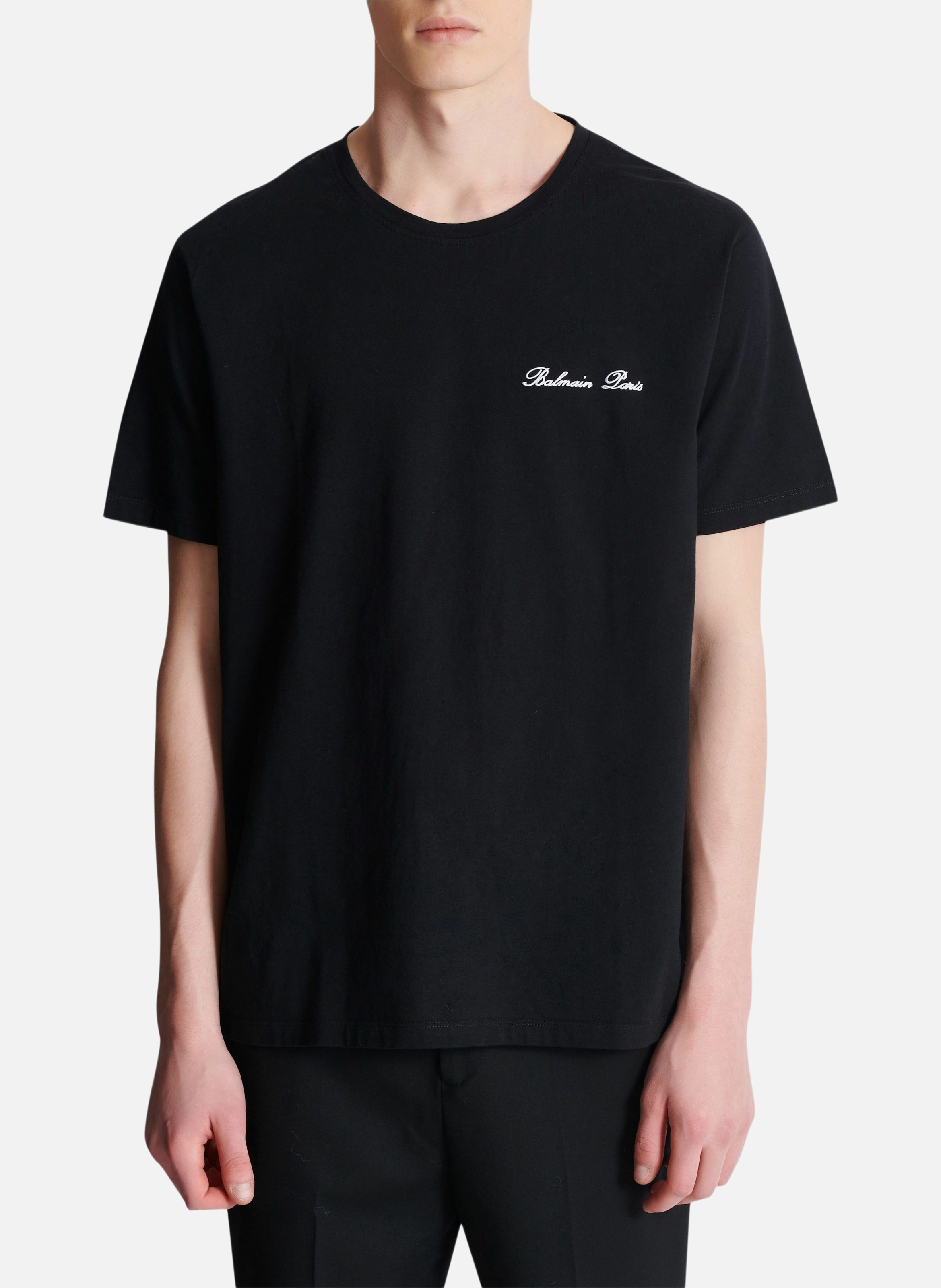 T-shirt brodé balmain signature BALMAIN Noir