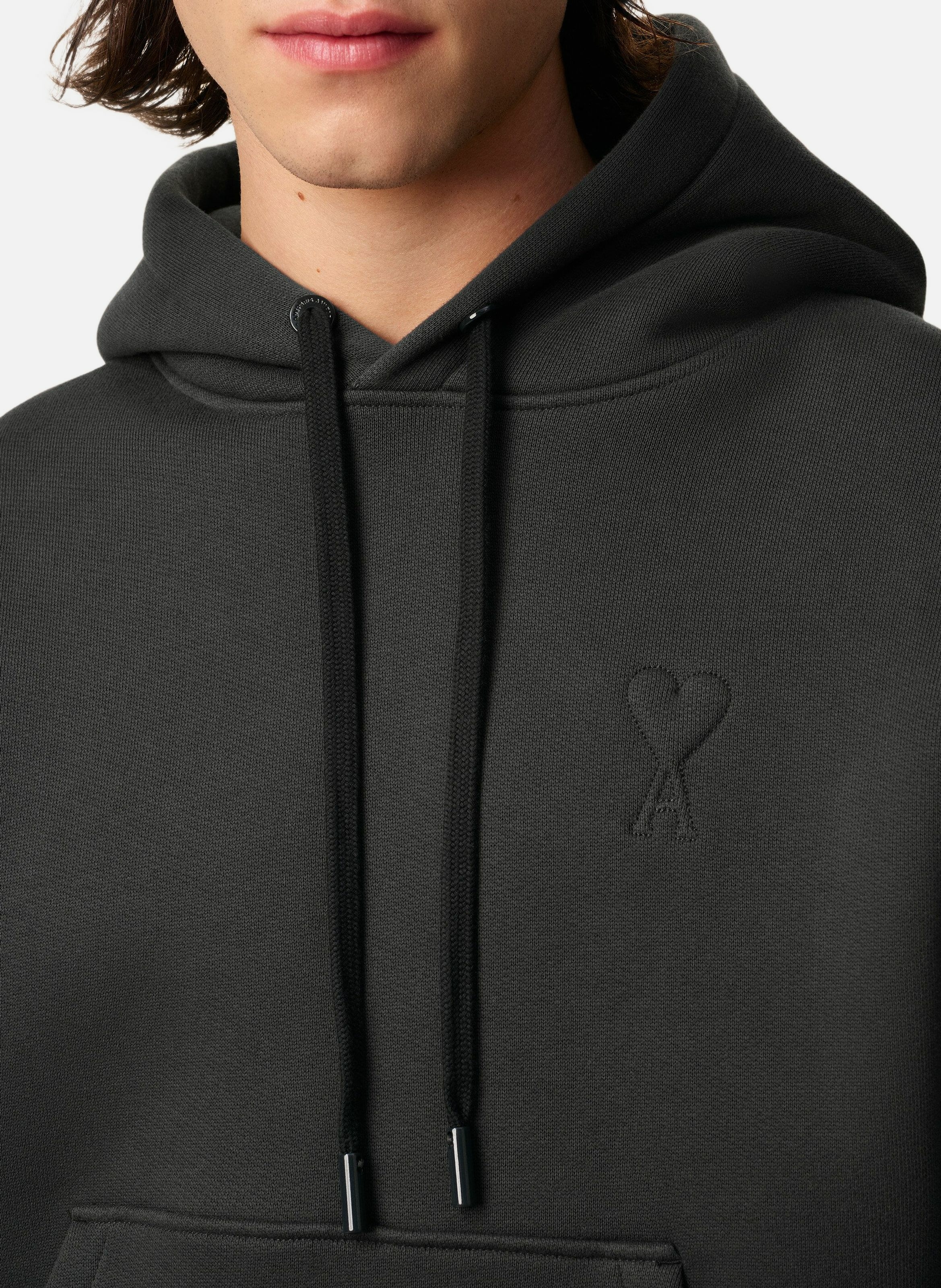 Hoodie ami de coeur embossé unisexe en coton AMI PARIS Gris