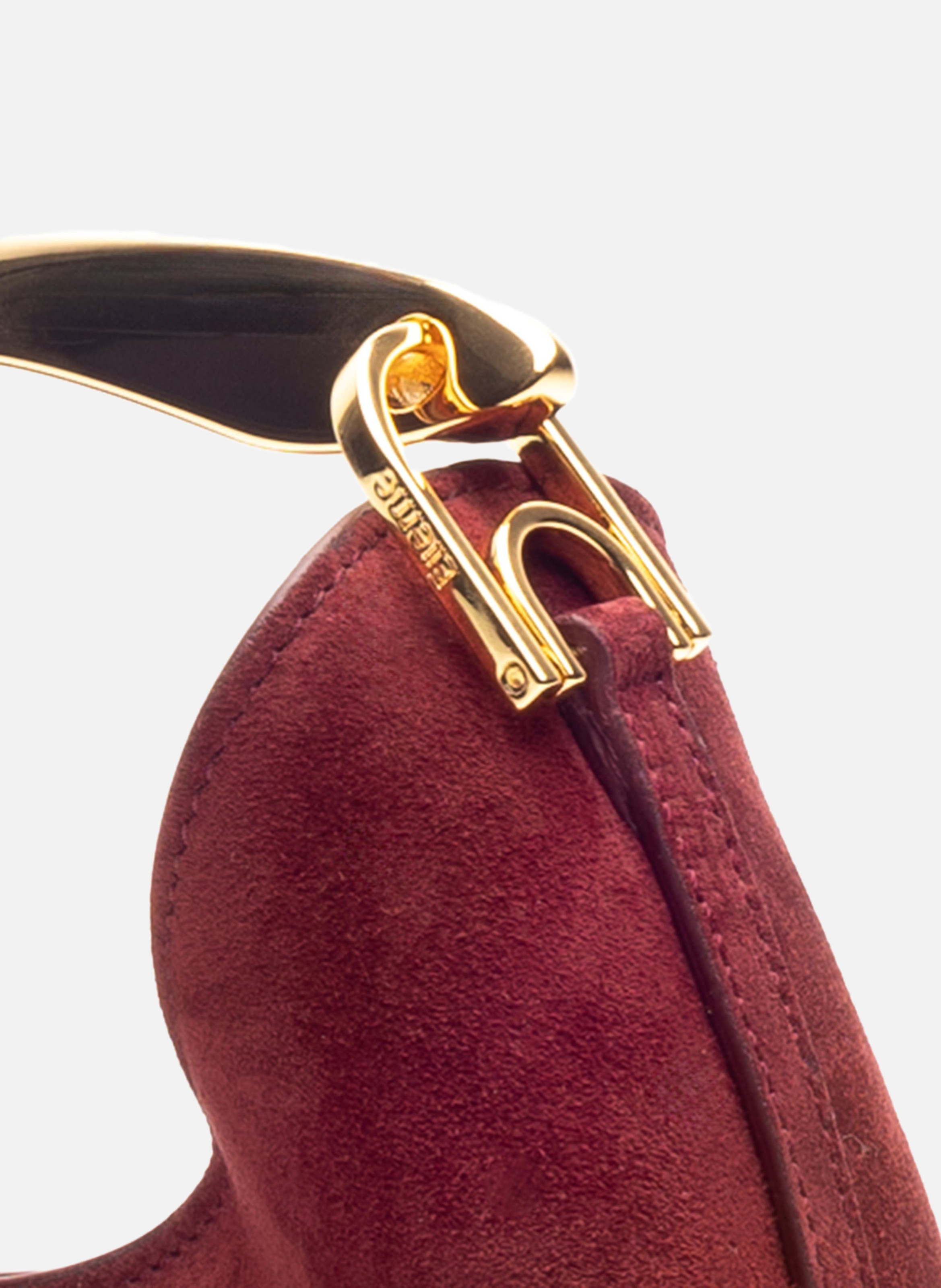 Sac à main boomerang petit en daim ELLEME Rouge