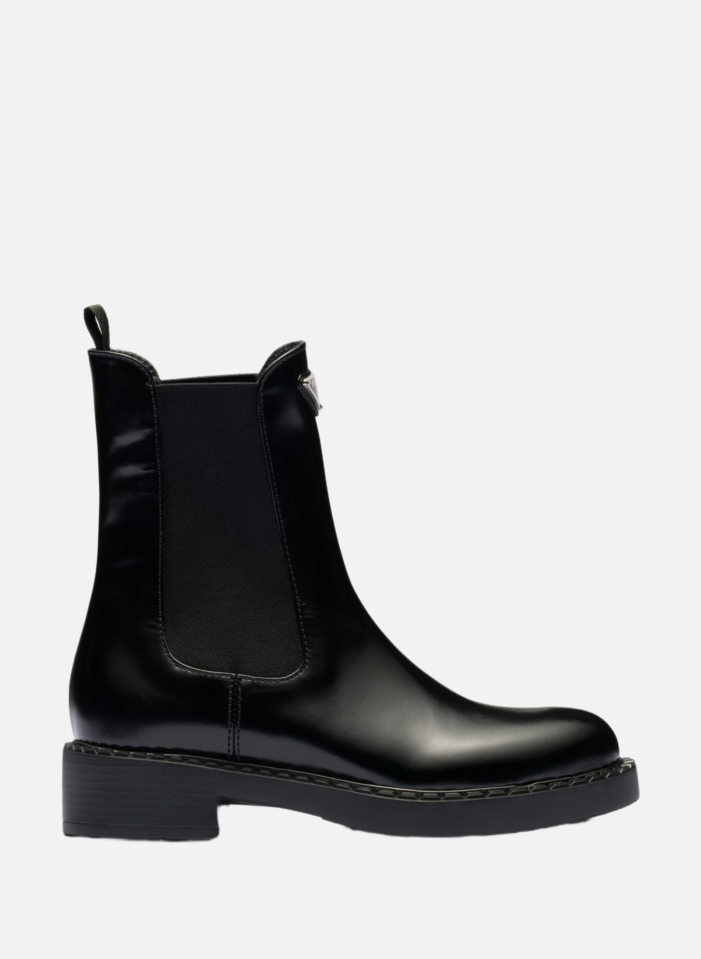 Bottines en cuir brossé PRADA Noir