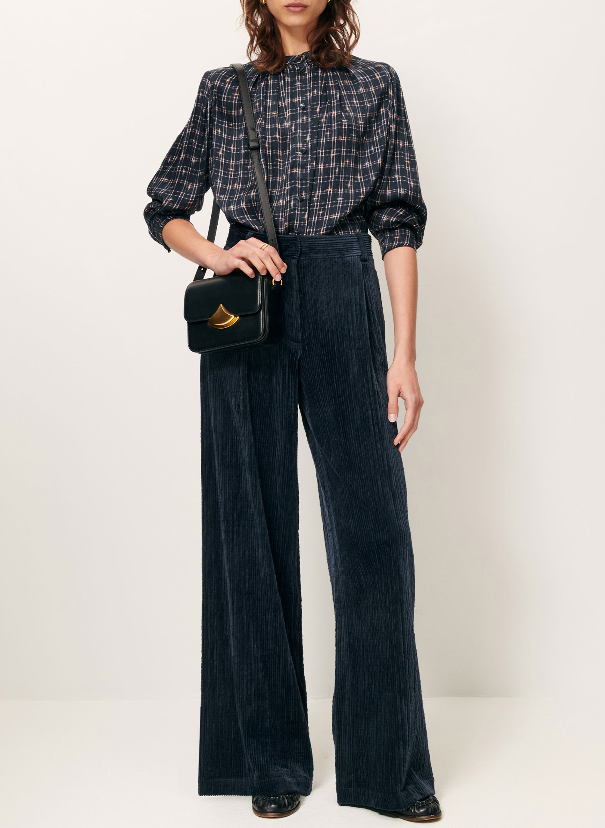 Pantalon large en velours côtelé paseo SESSUN Bleu