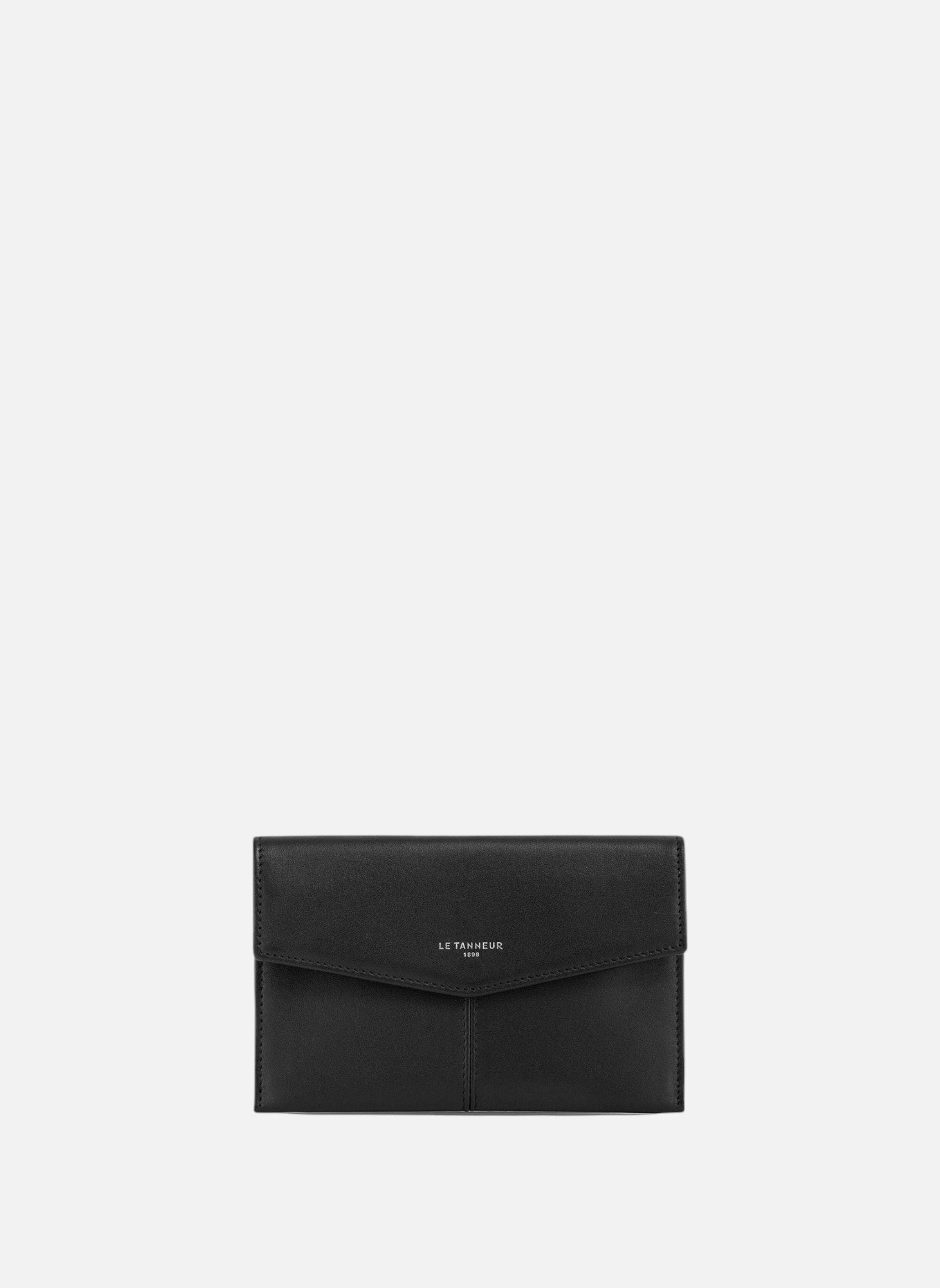 Pochette enveloppe moyen modèle charlotte en cuir lisse LE TANNEUR Noir