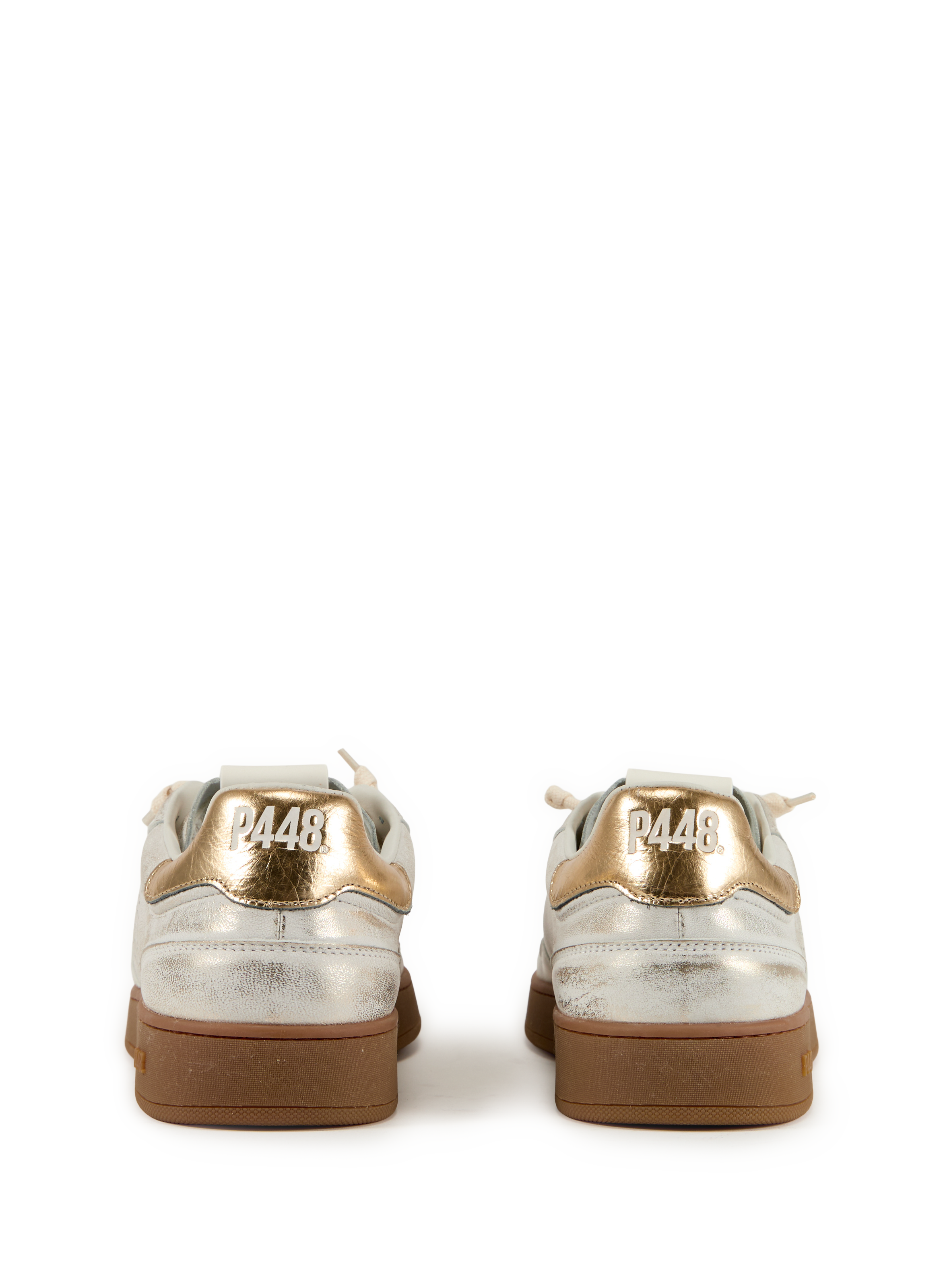 Sneakers with printed logo in suede leather P448 White