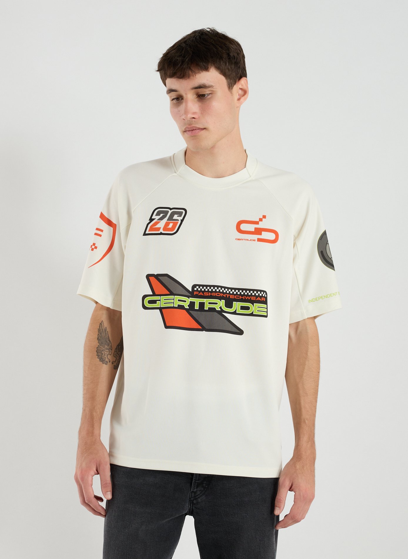 GERTRUDE ET GASTON Printed baseball T-shirt White