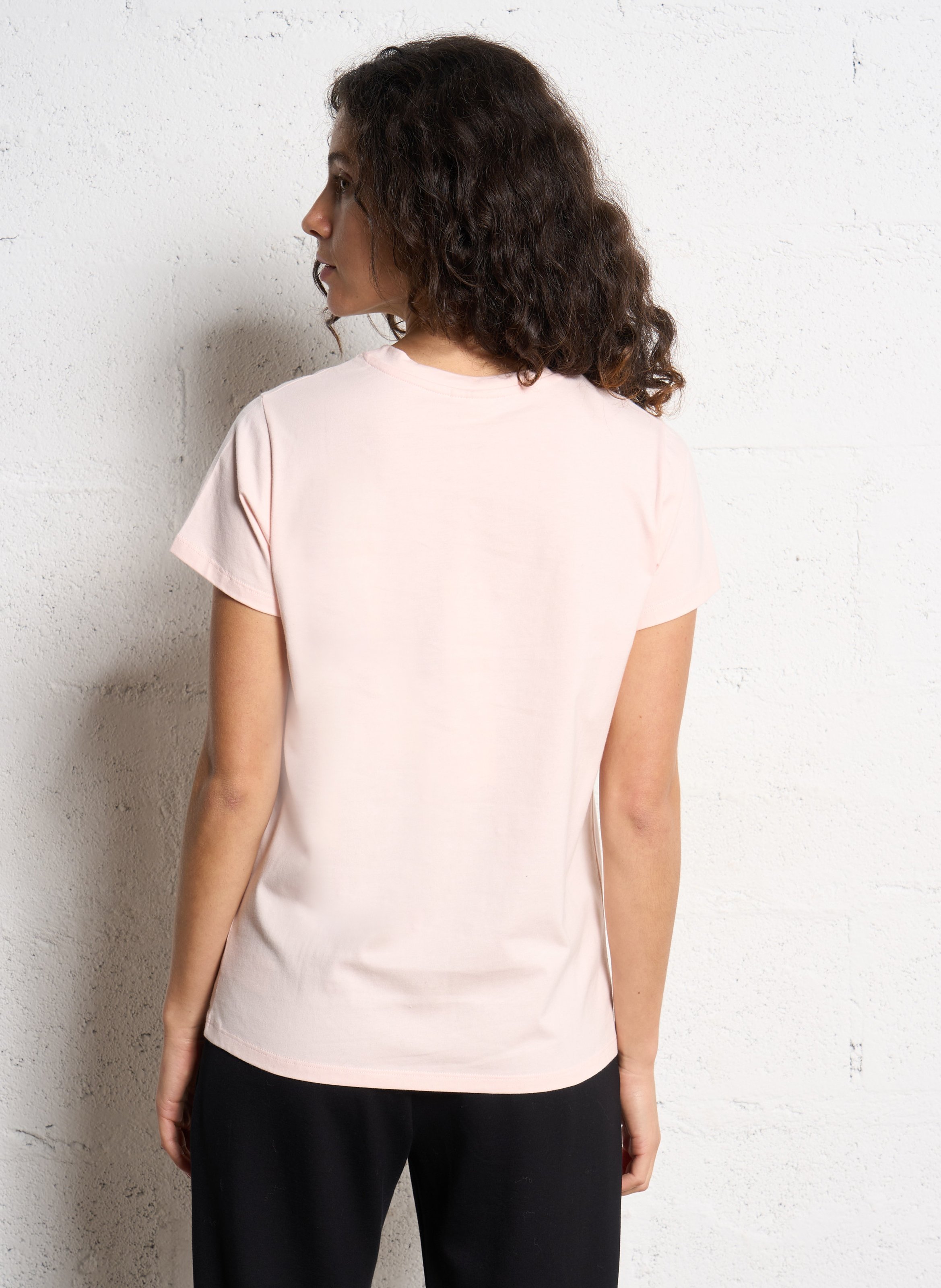 Tee-shirt col rond en coton bio Rose