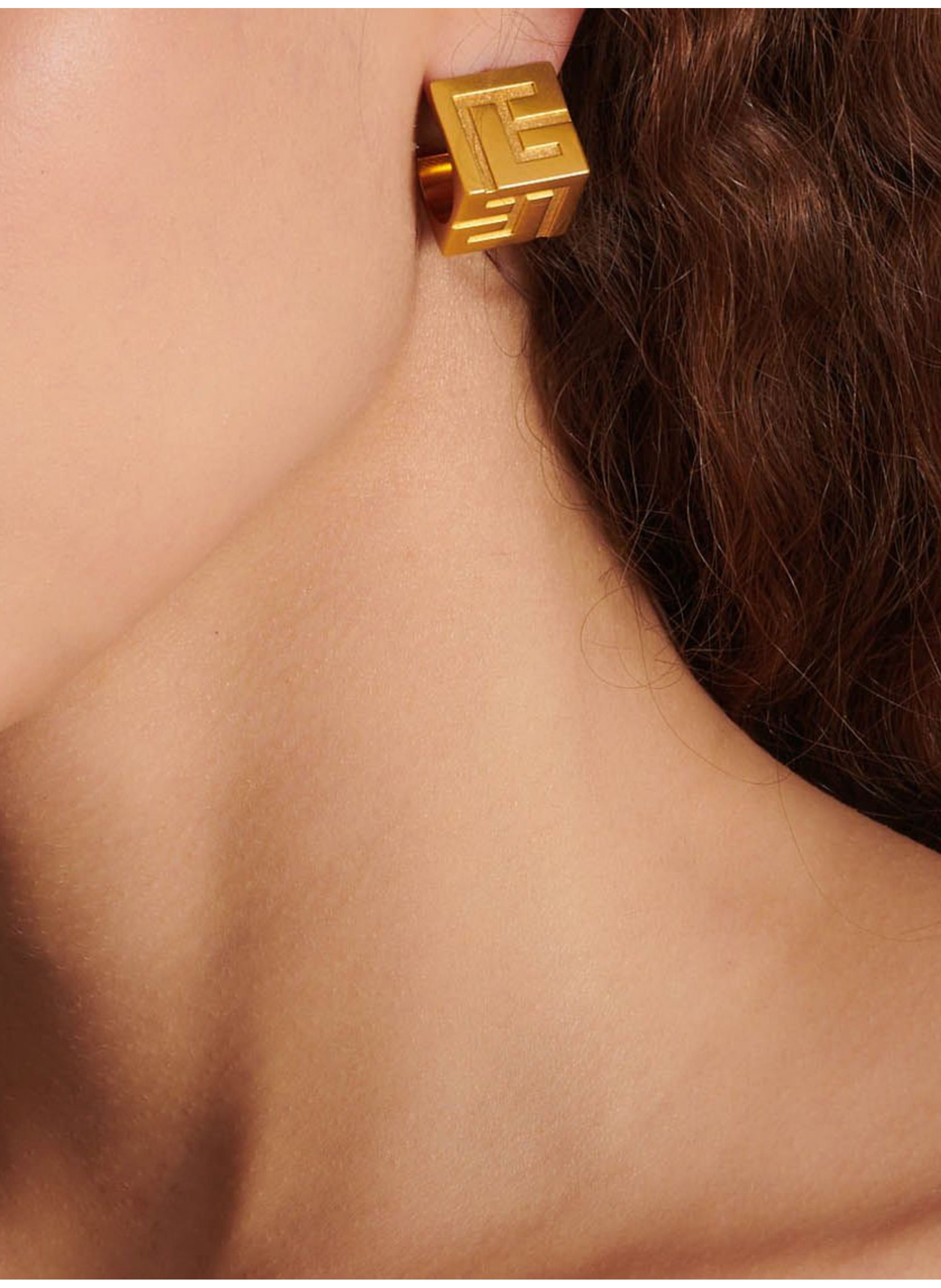 Boucles d’oreilles créoles pb 3d BALMAIN Doré