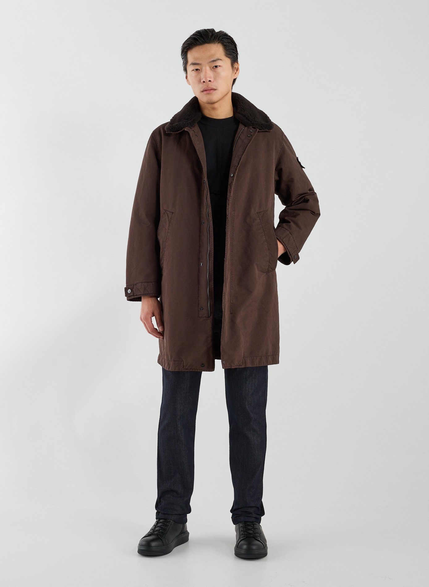 Long padded coat - Ghost Collection STONE ISLAND Brown