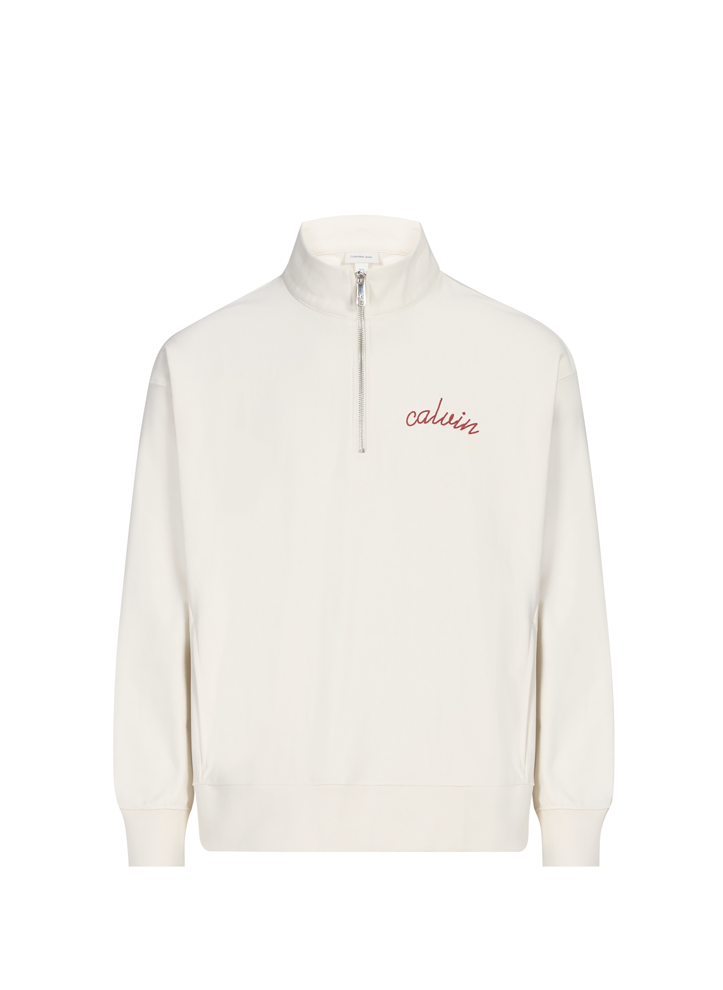 Cotton zip-neck sweatshirt CALVIN KLEIN White