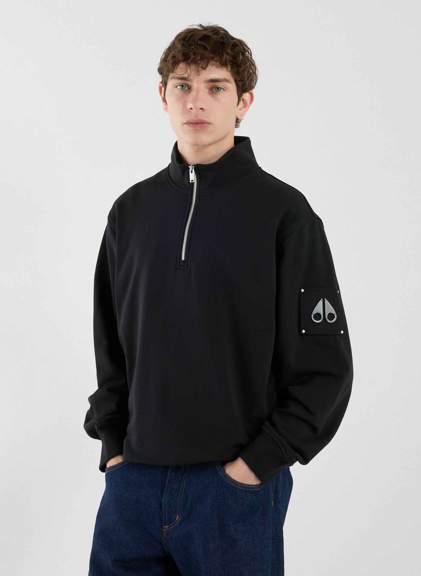 Cotton half-zip sweatshirt  MOOSE KNUCKLES Black