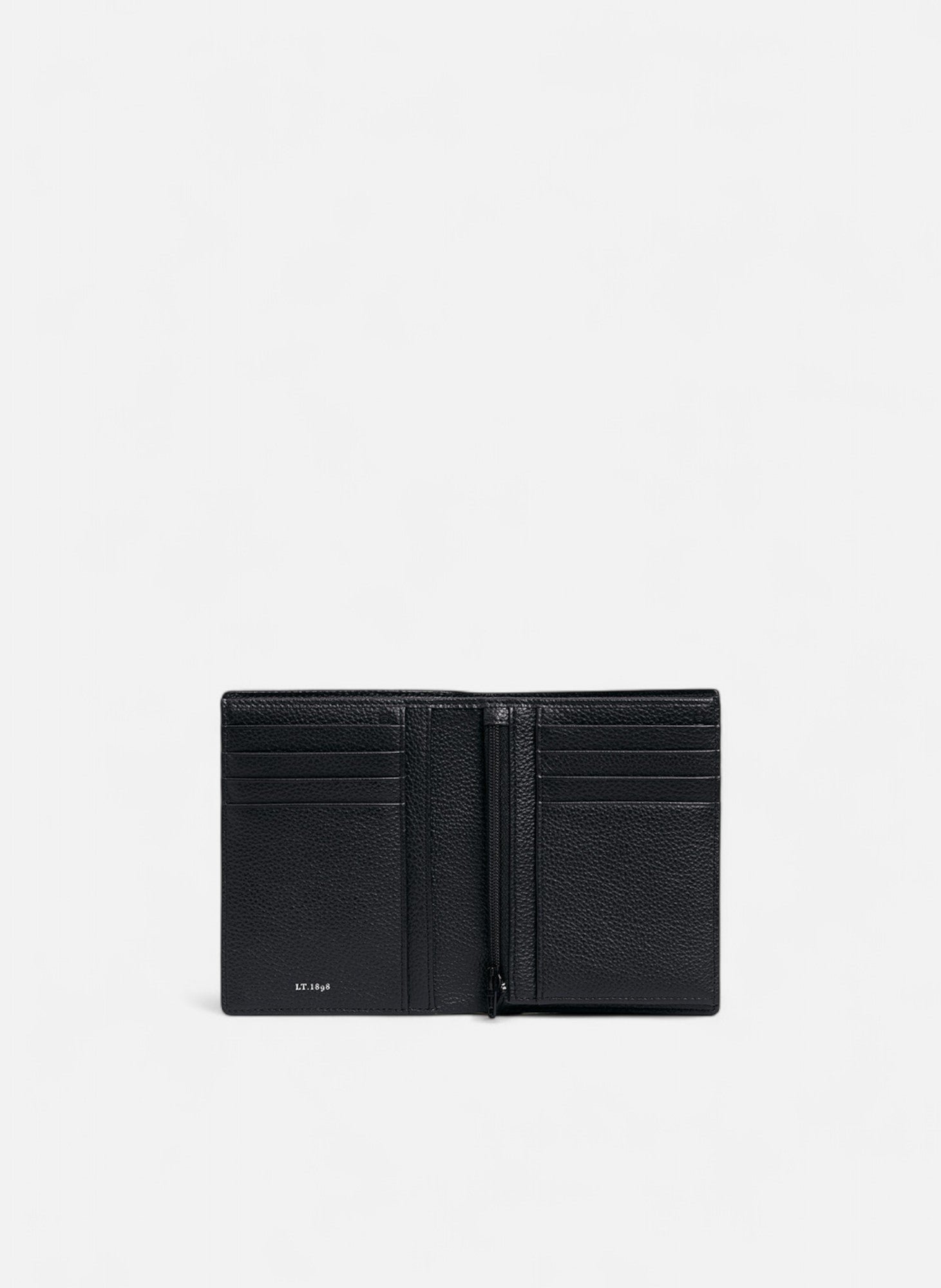 Portefeuille vertical zippé emile en cuir grainé Noir