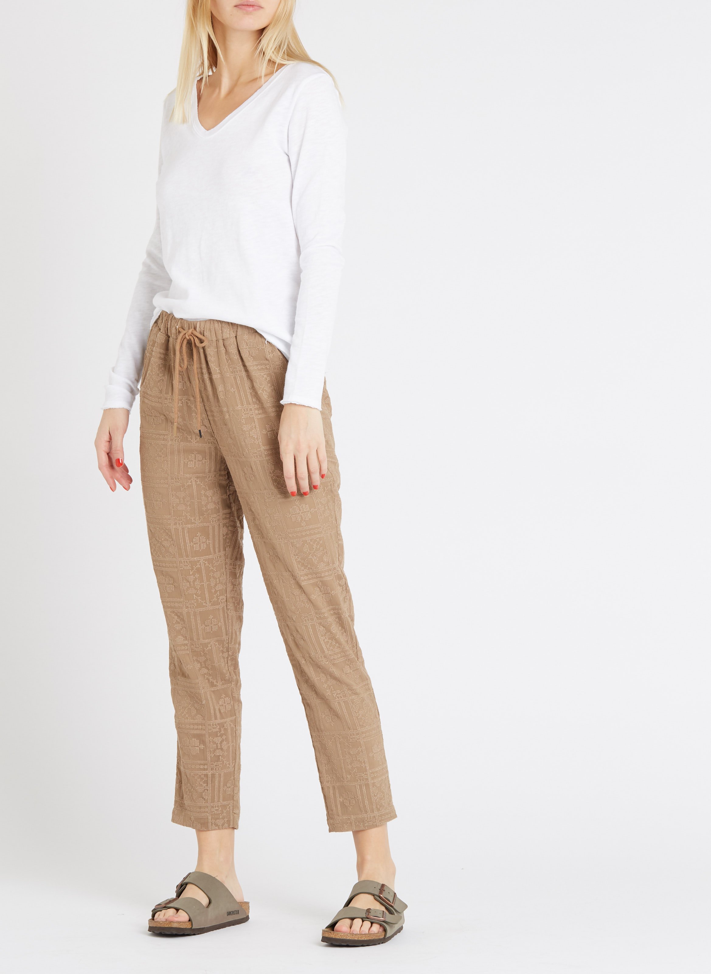 Tee-shirt col v en coton sonoma Blanc